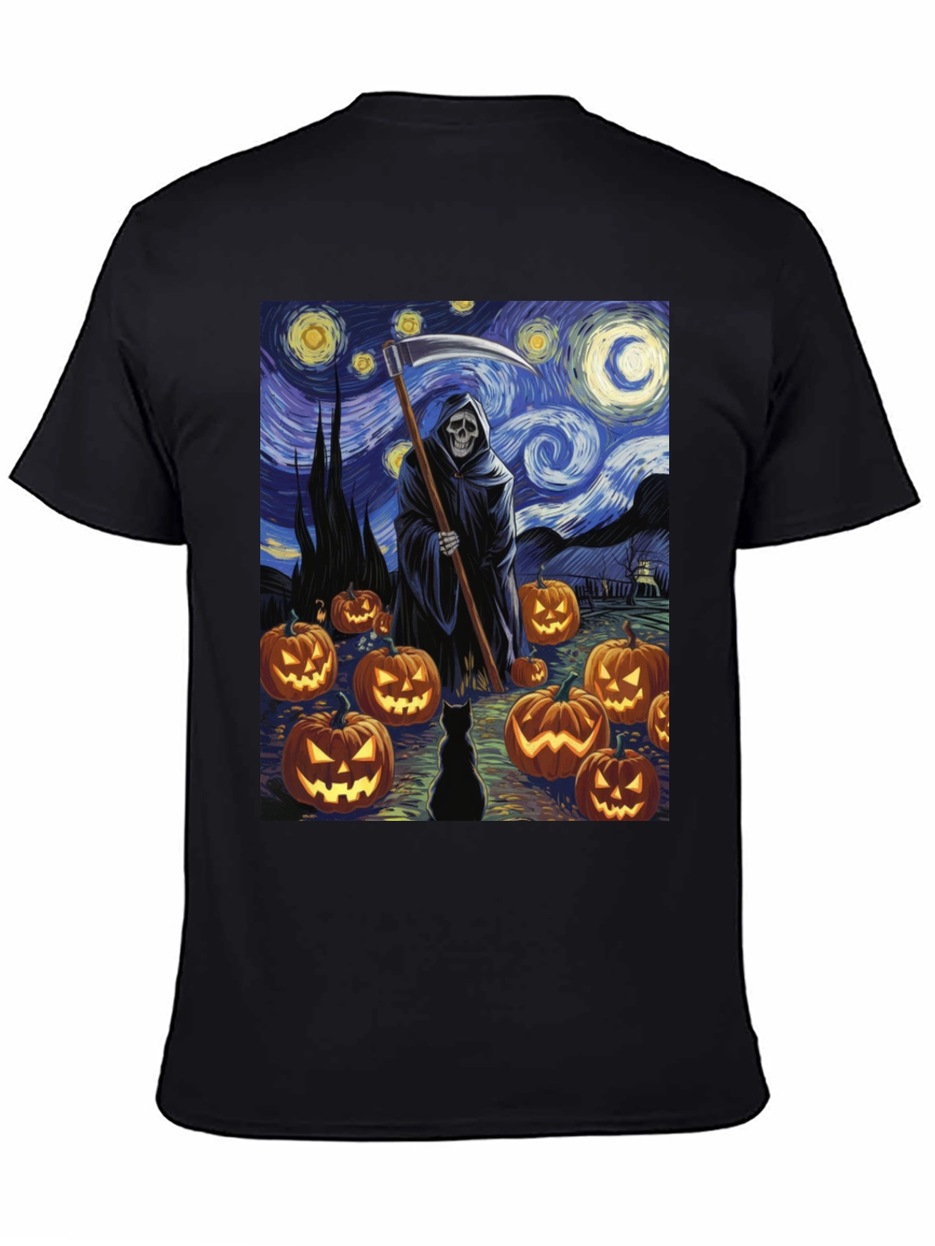 Starry Night Reaper Halloween T-Shirt
