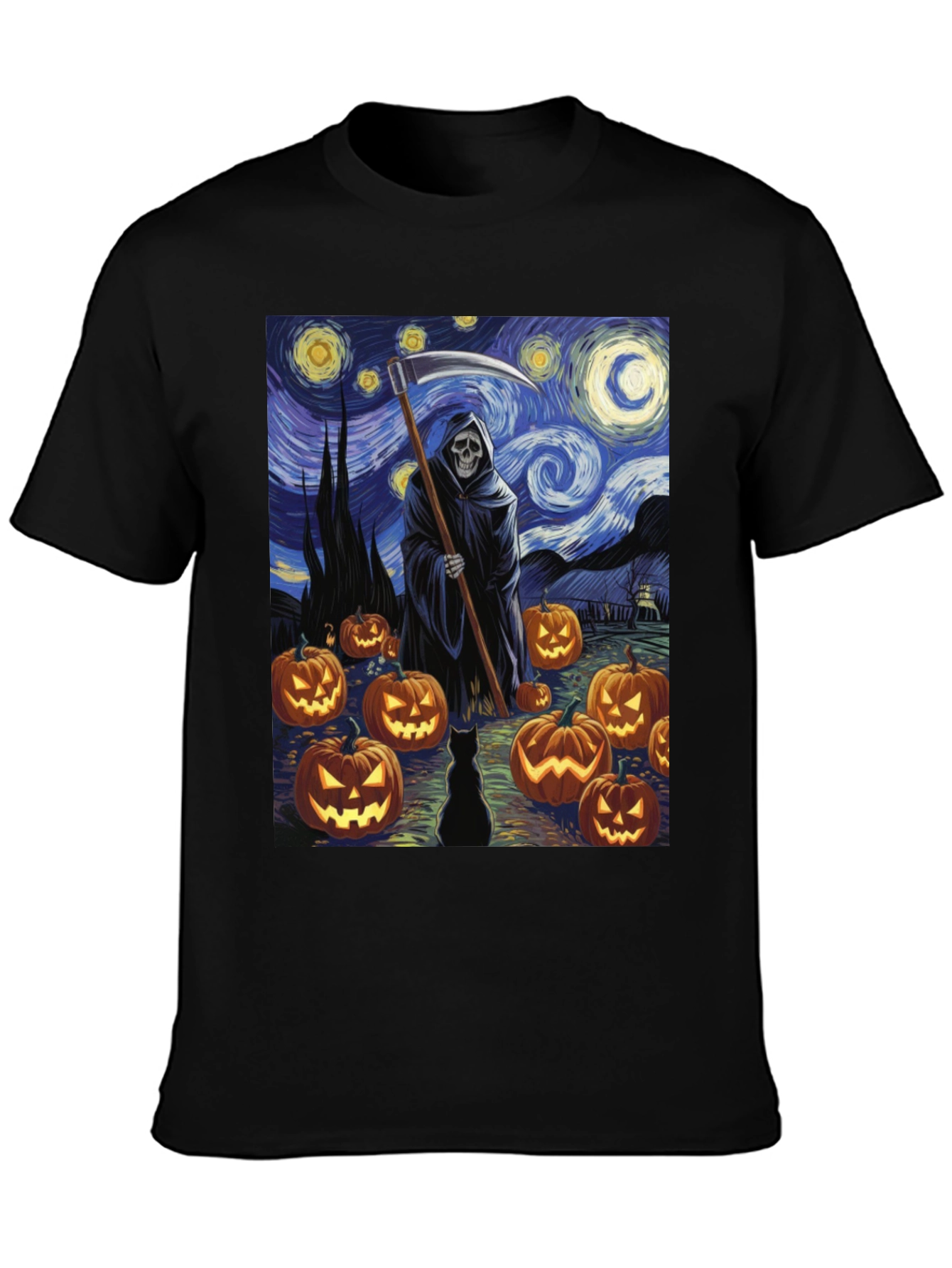 Starry Night Reaper Halloween T-Shirt
