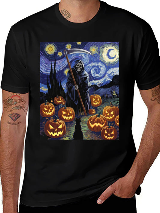 Starry Night Reaper Halloween T-Shirt