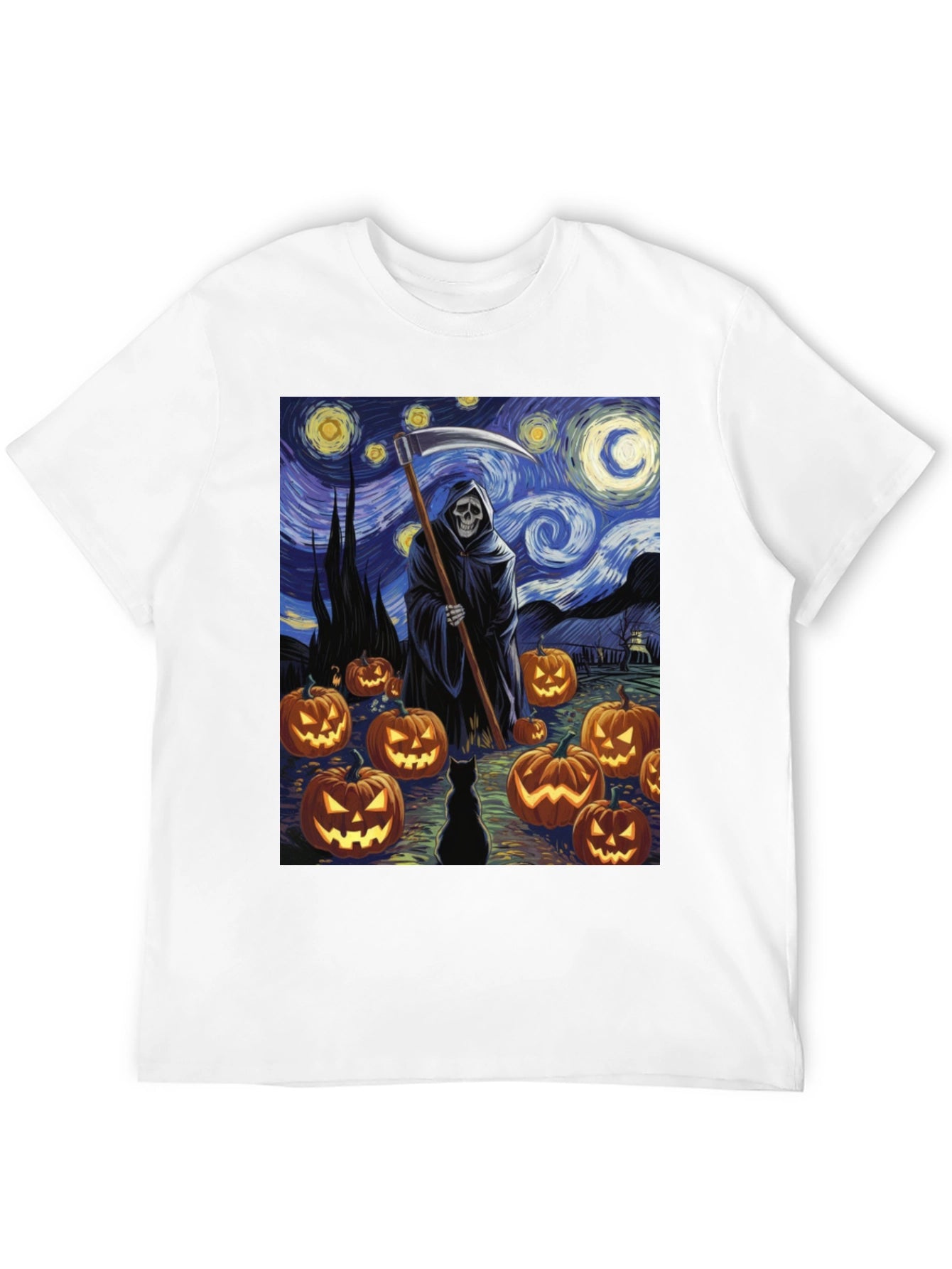 Starry Night Reaper Halloween T-Shirt