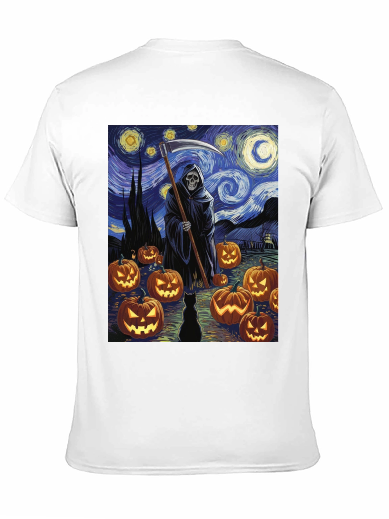 Starry Night Reaper Halloween T-Shirt