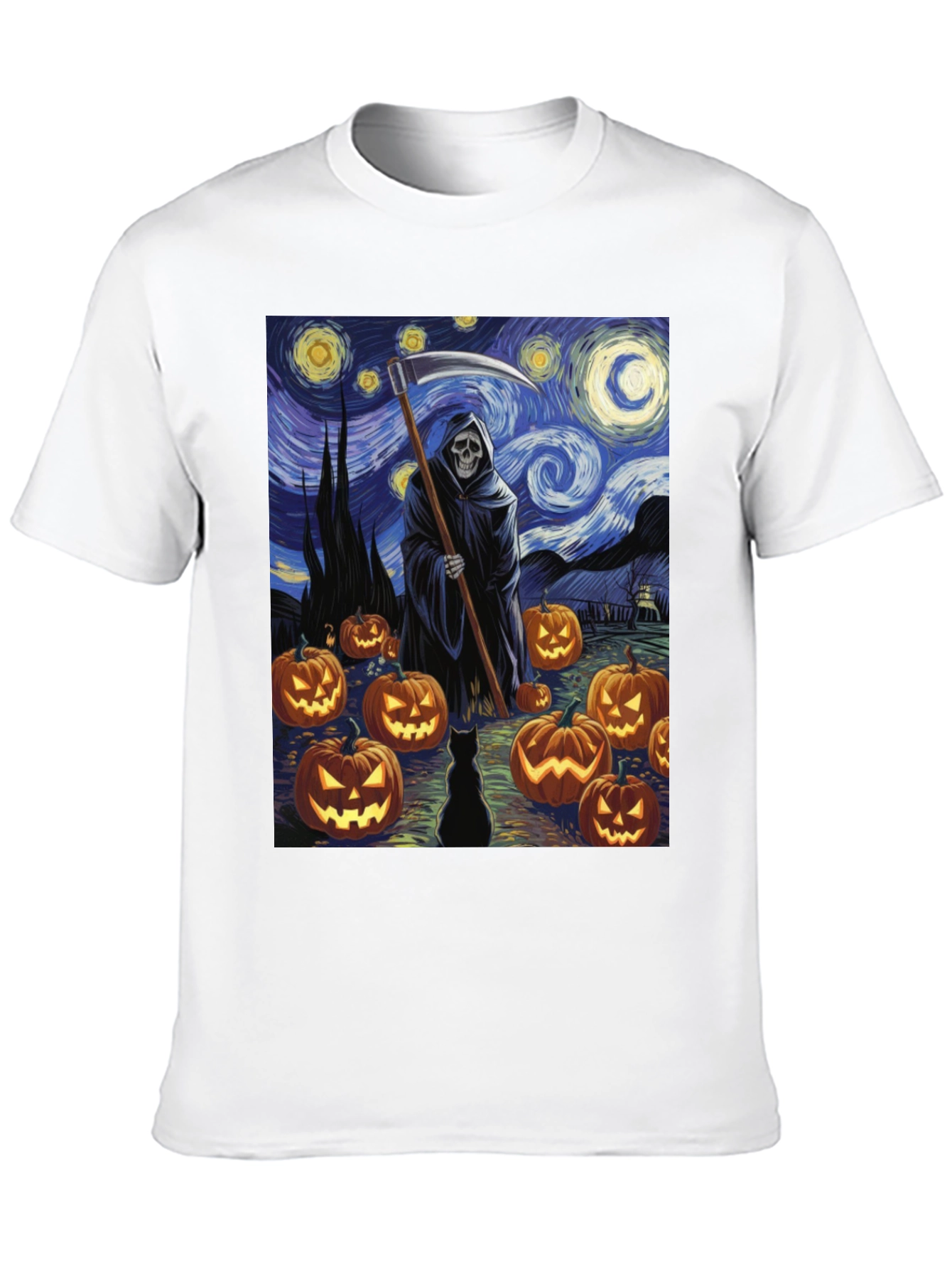 Starry Night Reaper Halloween T-Shirt