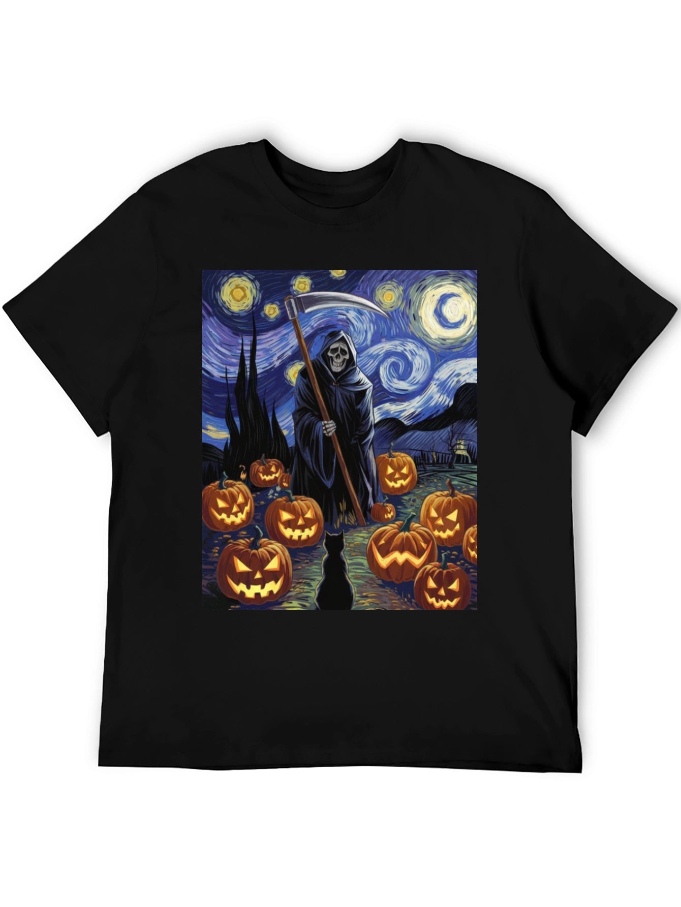 Starry Night Reaper Halloween T-Shirt
