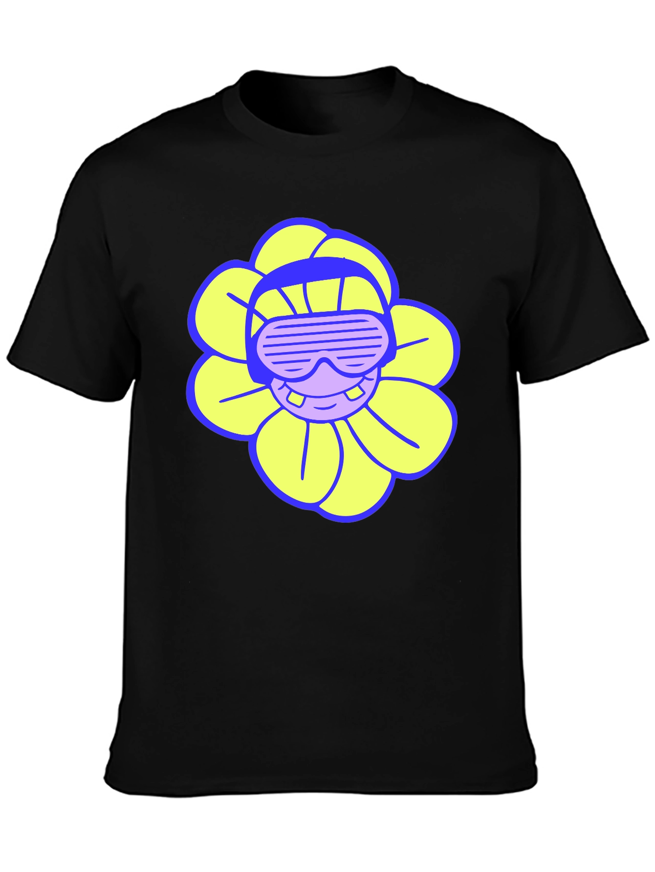 Cool Flower Tee - Black Cotton T-Shirt