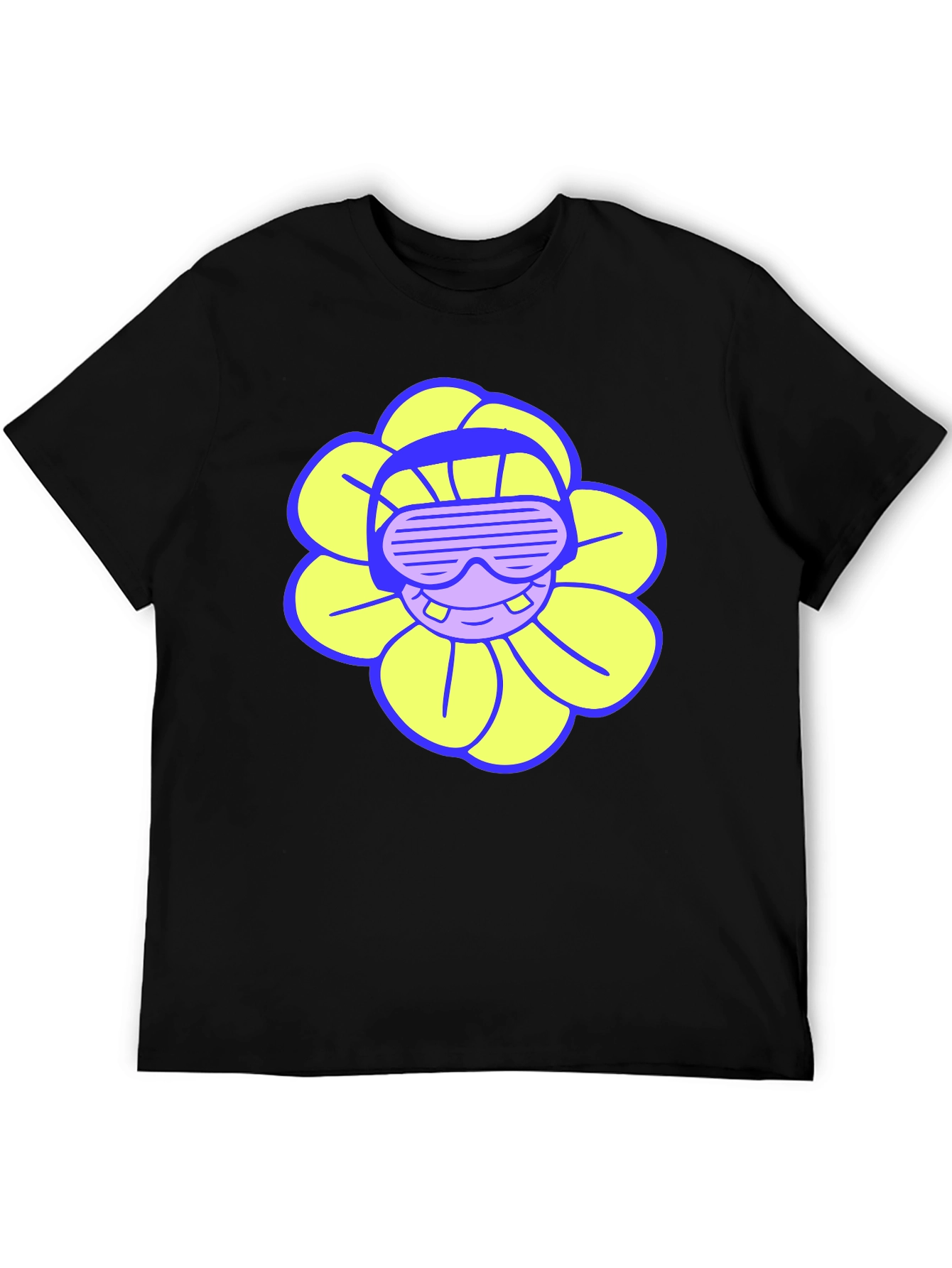 Cool Flower Tee - Black Cotton T-Shirt