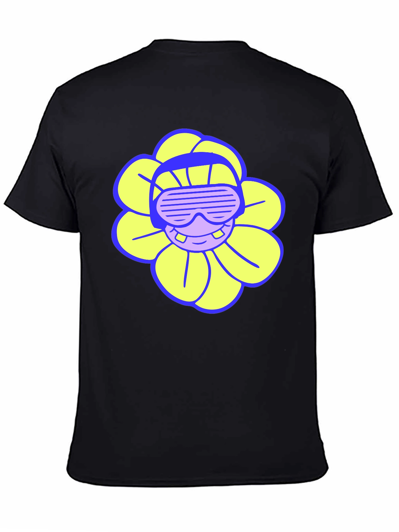 Cool Flower Tee - Black Cotton T-Shirt