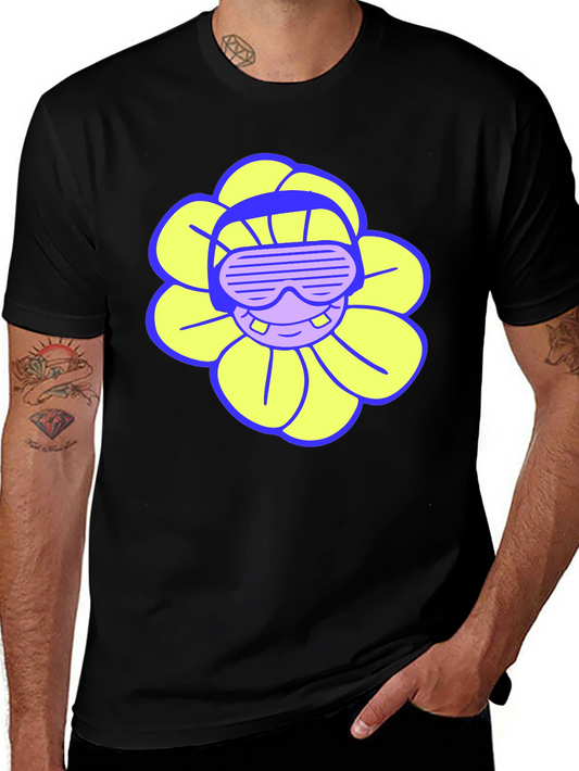 Cool Flower Tee - Black Cotton T-Shirt