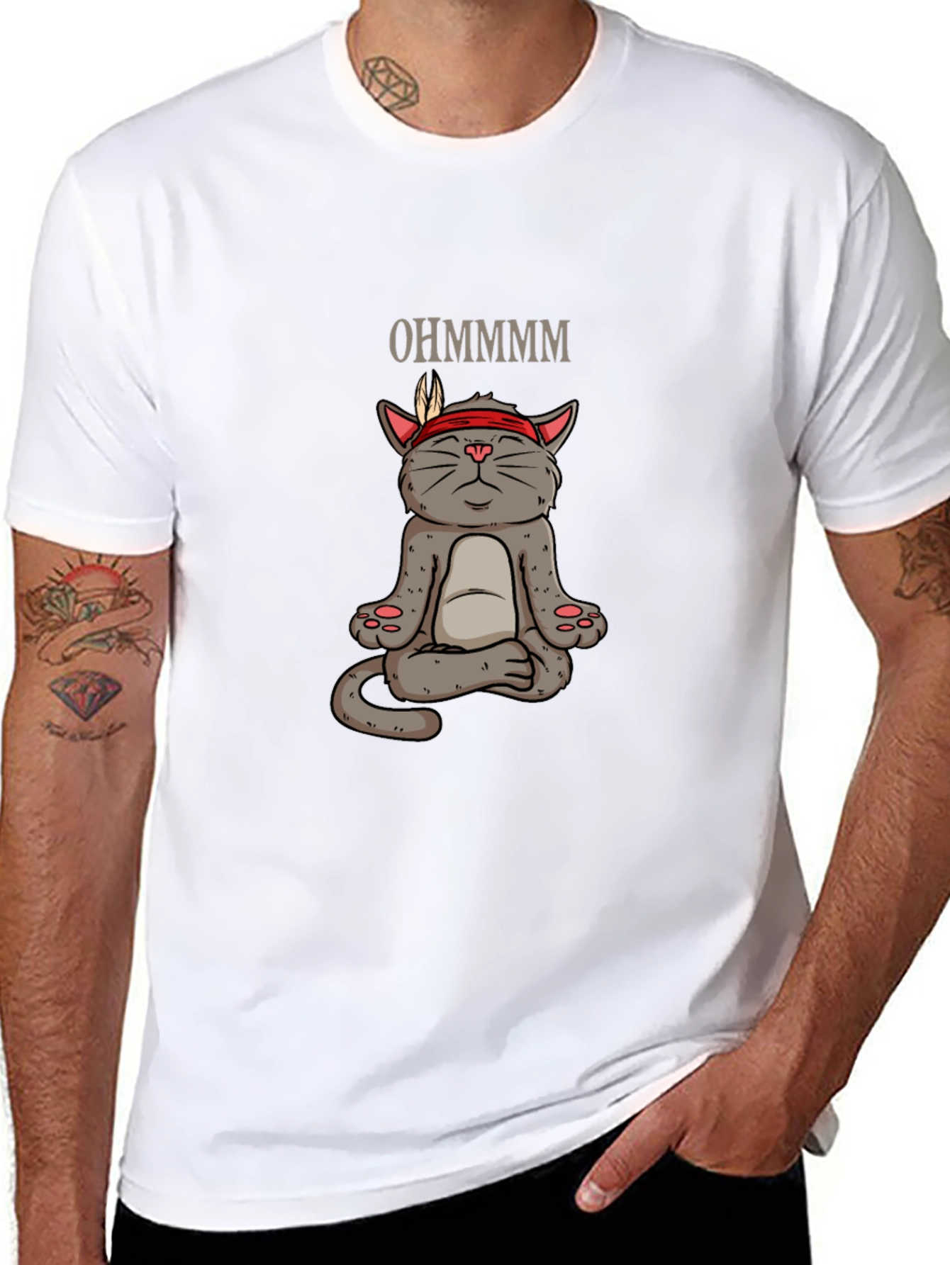 Meditating Cat Tee - Ohm Funny Yoga Shirt