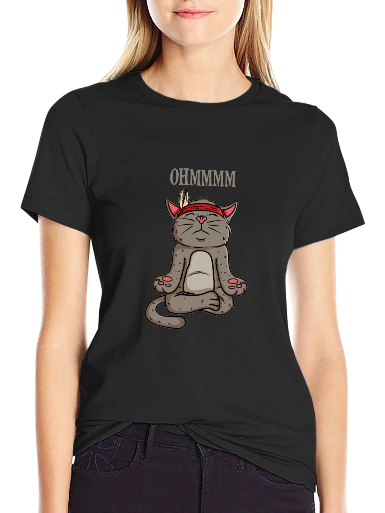 Meditating Cat Tee - Ohm Funny Yoga Shirt