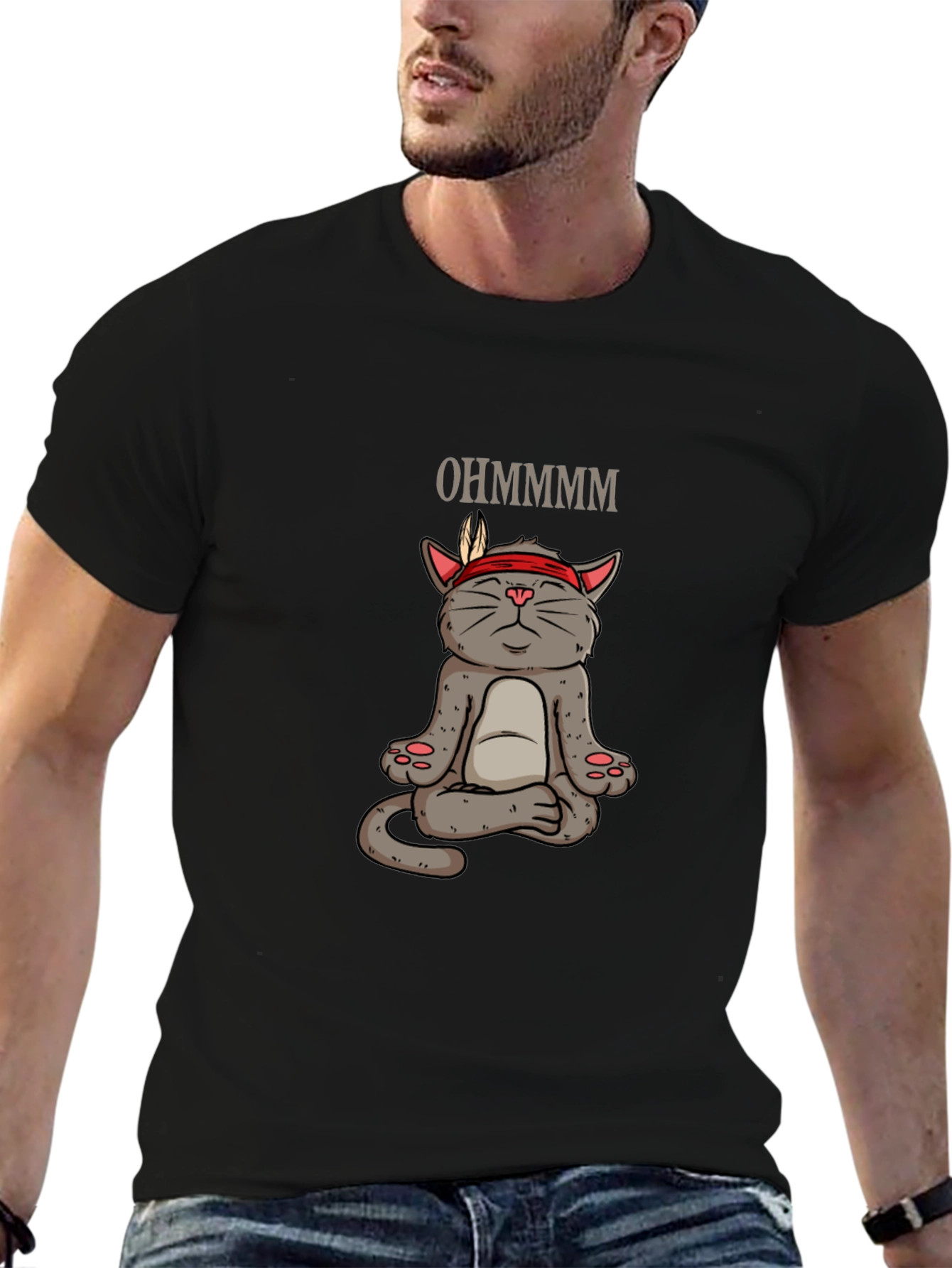 Meditating Cat Tee - Ohm Funny Yoga Shirt