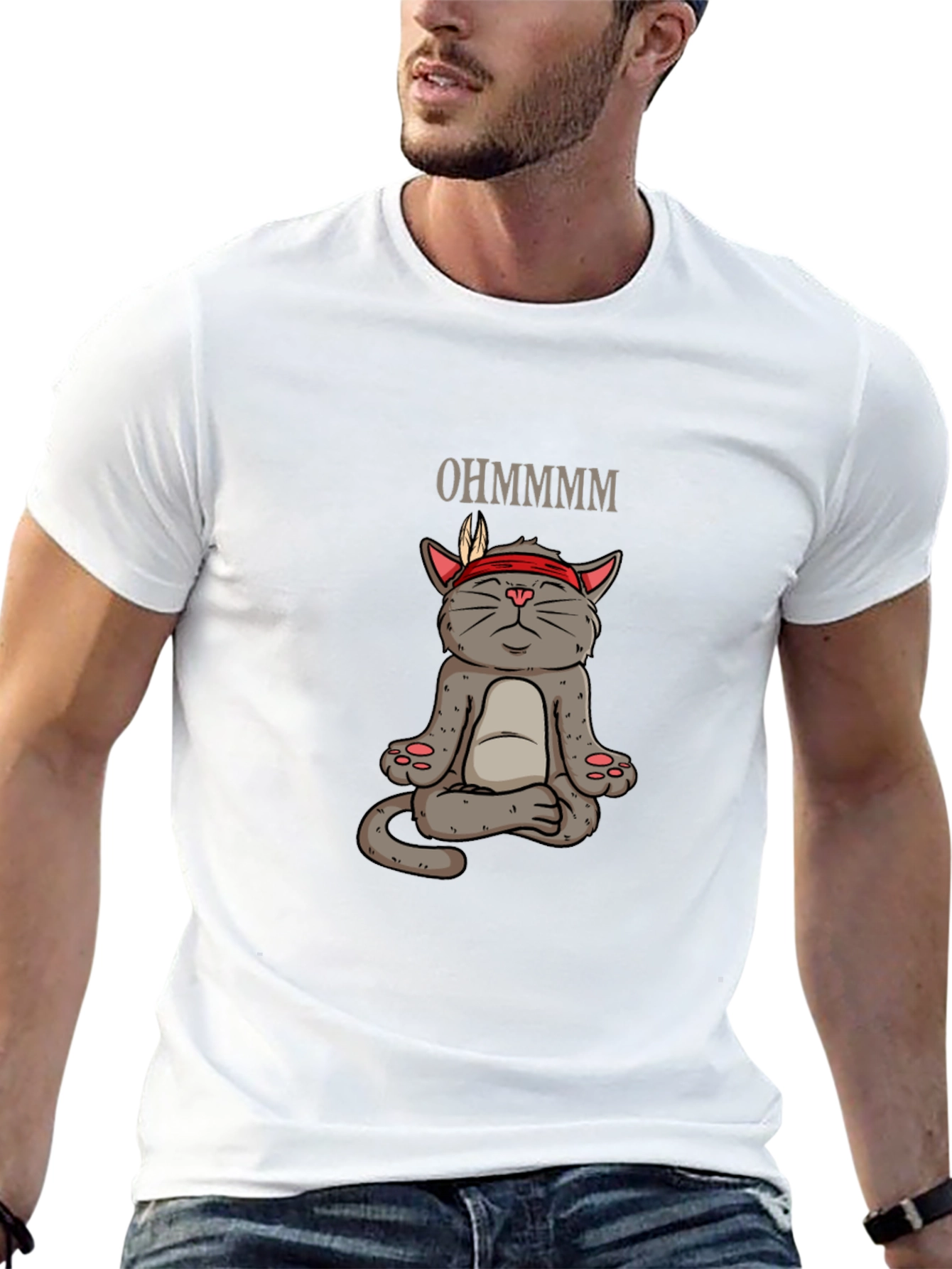 Meditating Cat Tee - Ohm Funny Yoga Shirt