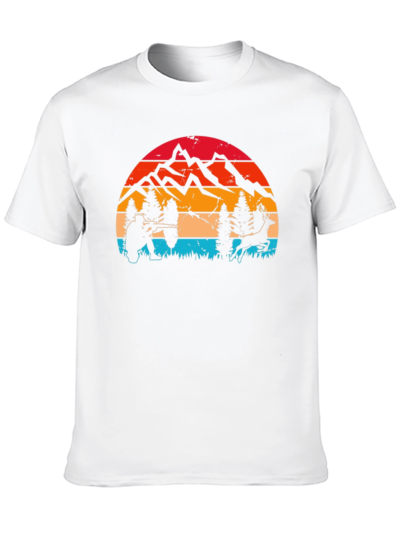 Hunter & Deer Graphic Tee - Retro Style