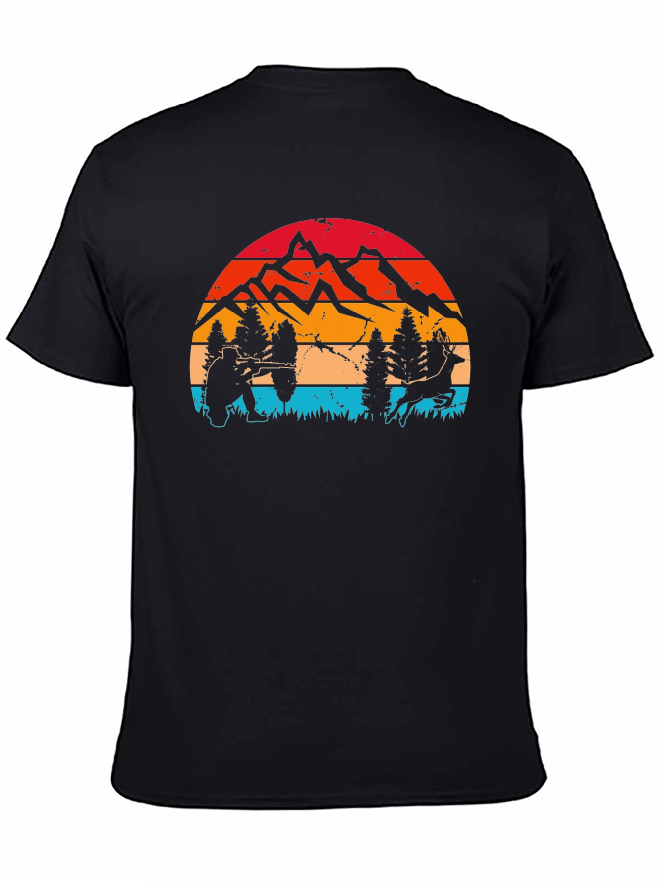 Hunter & Deer Graphic Tee - Retro Style