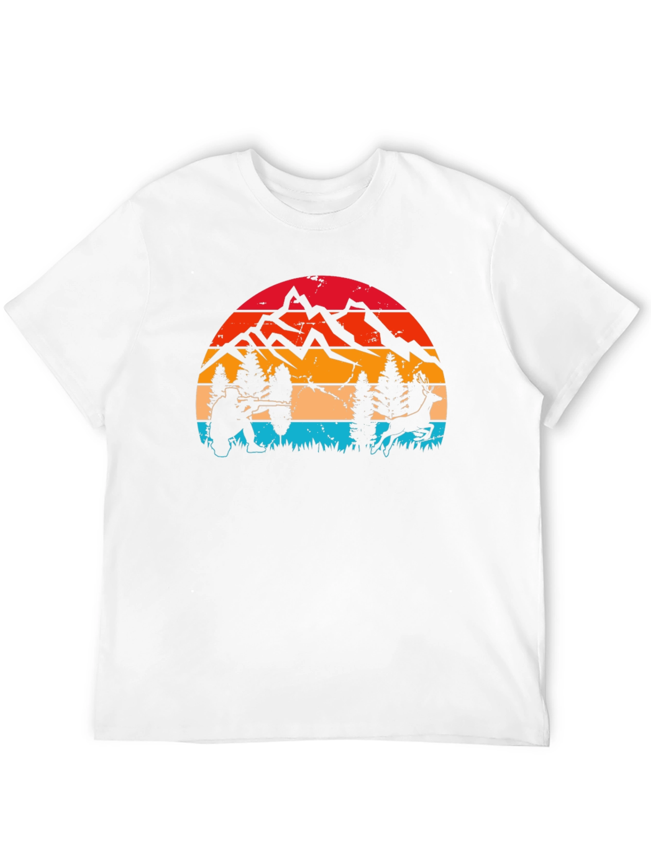 Hunter & Deer Graphic Tee - Retro Style