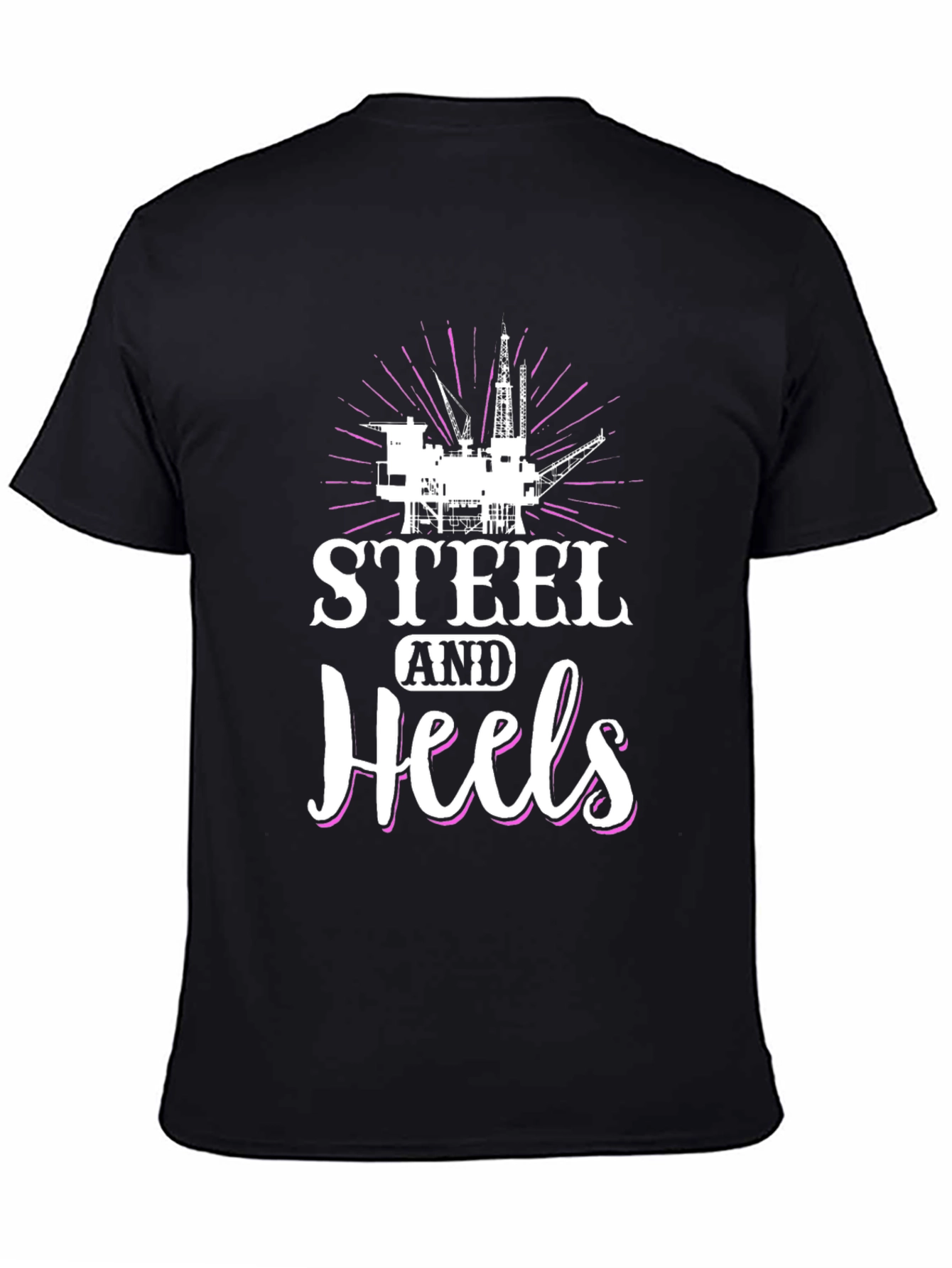Steel and Heels Black Graphic Tee