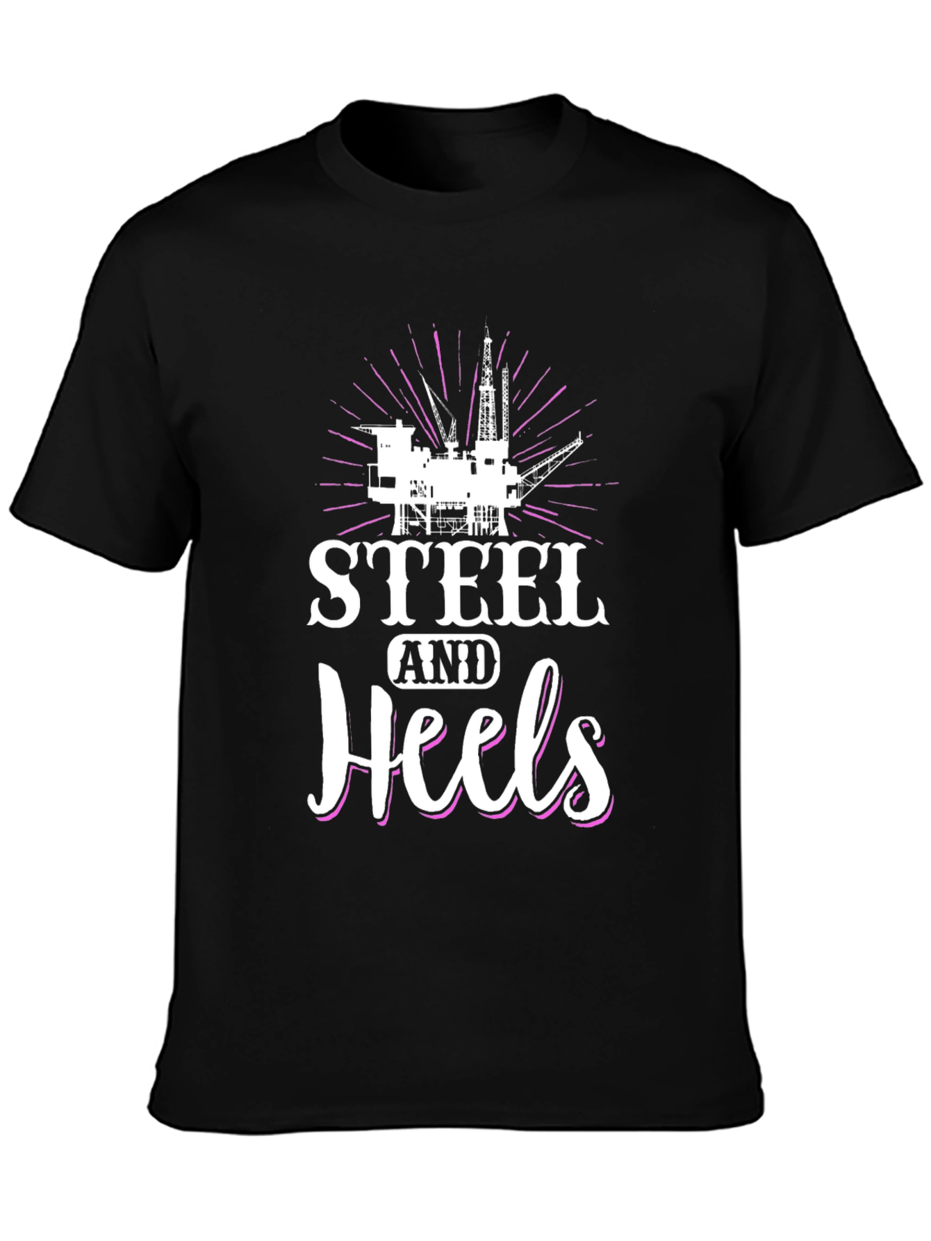 Steel and Heels Black Graphic Tee