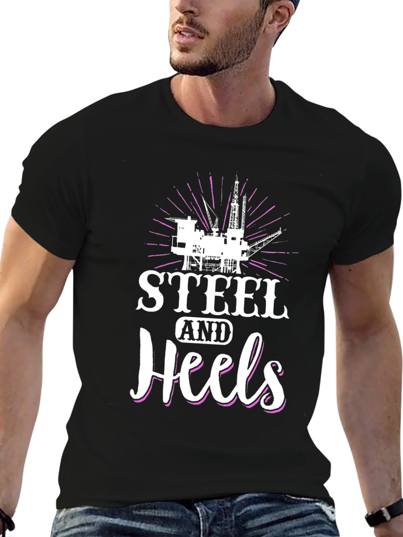 Steel and Heels Black Graphic Tee