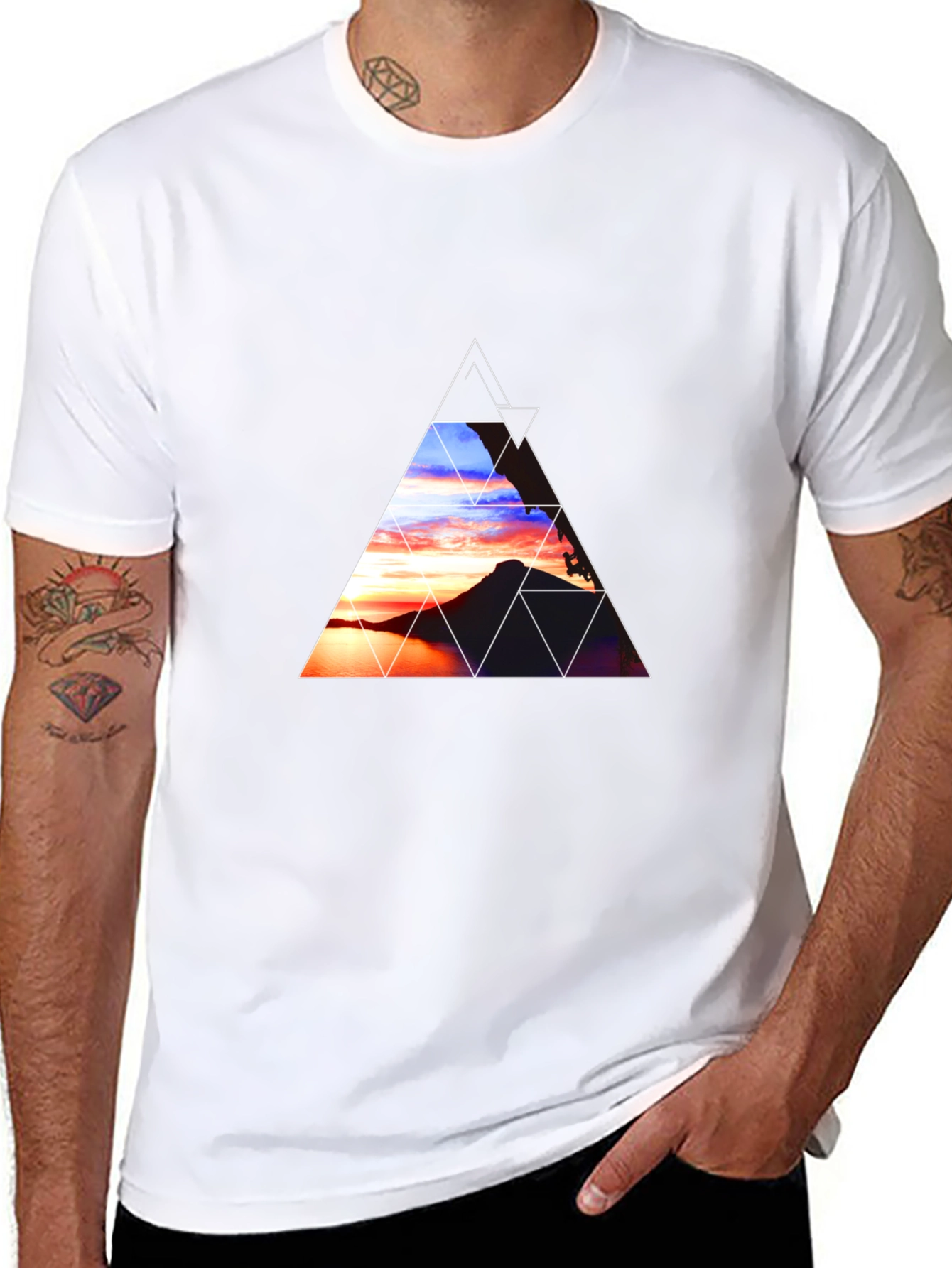 Sunset Triangle Graphic Tee - Stylish Comfort