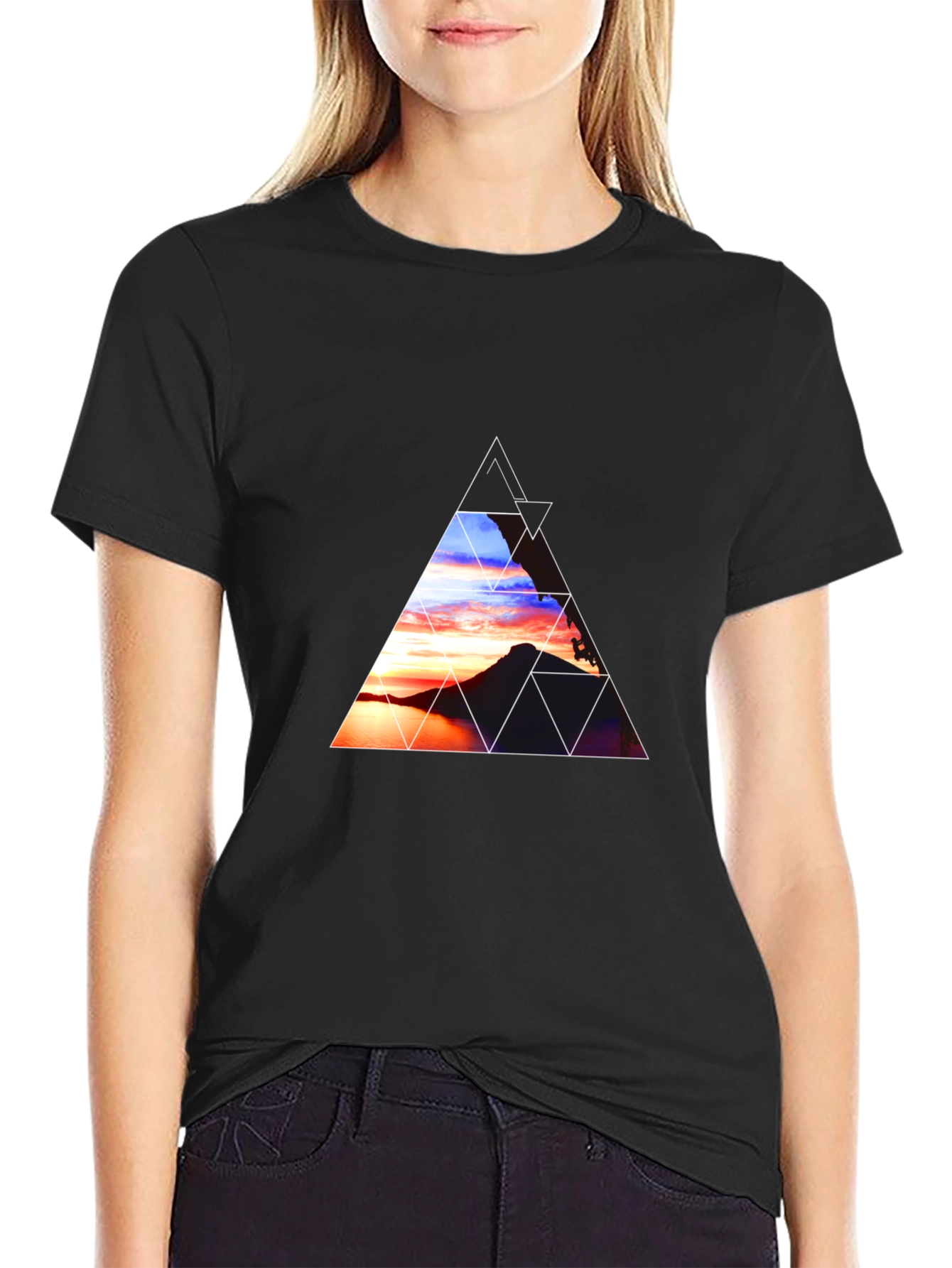 Sunset Triangle Graphic Tee - Stylish Comfort
