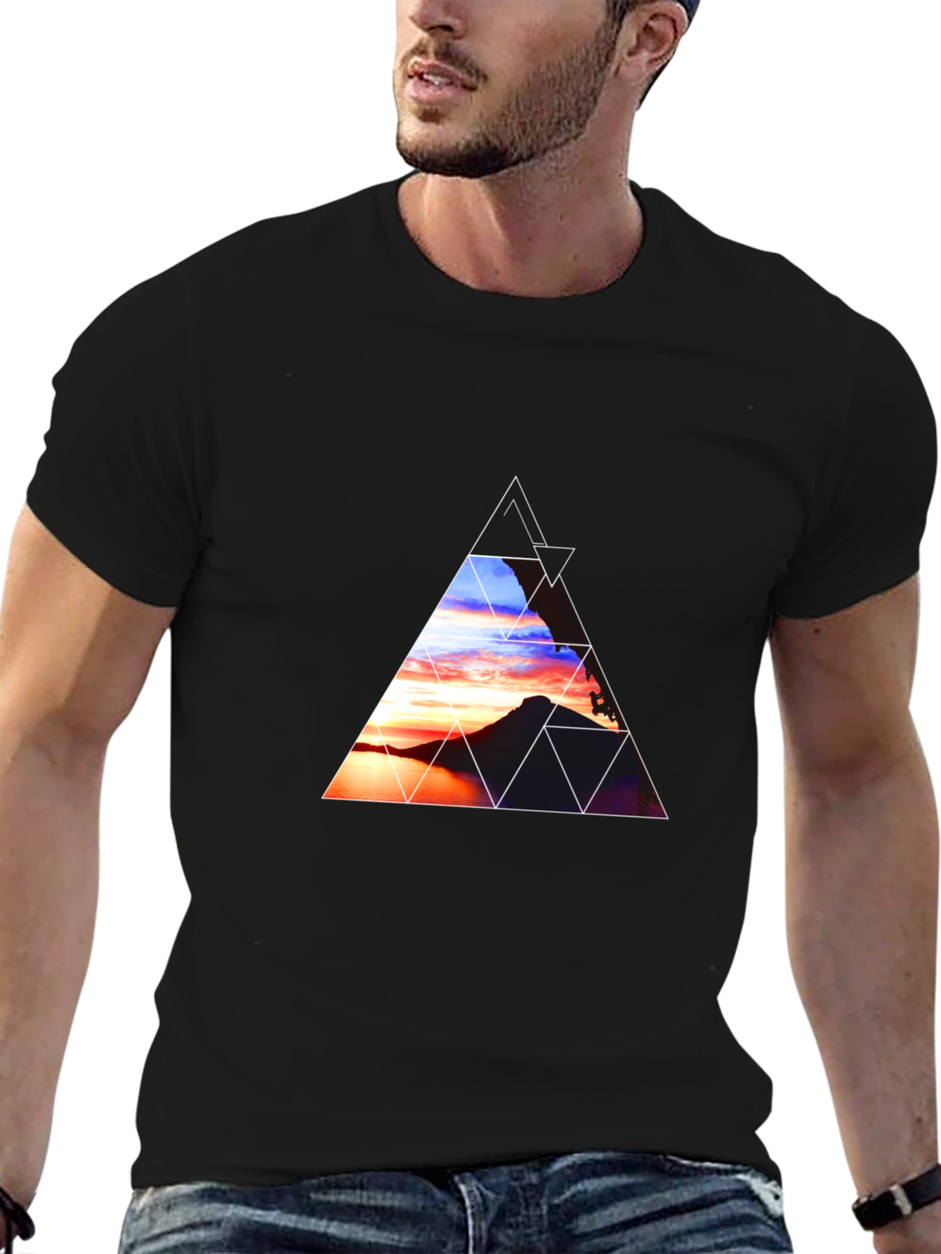 Sunset Triangle Graphic Tee - Stylish Comfort