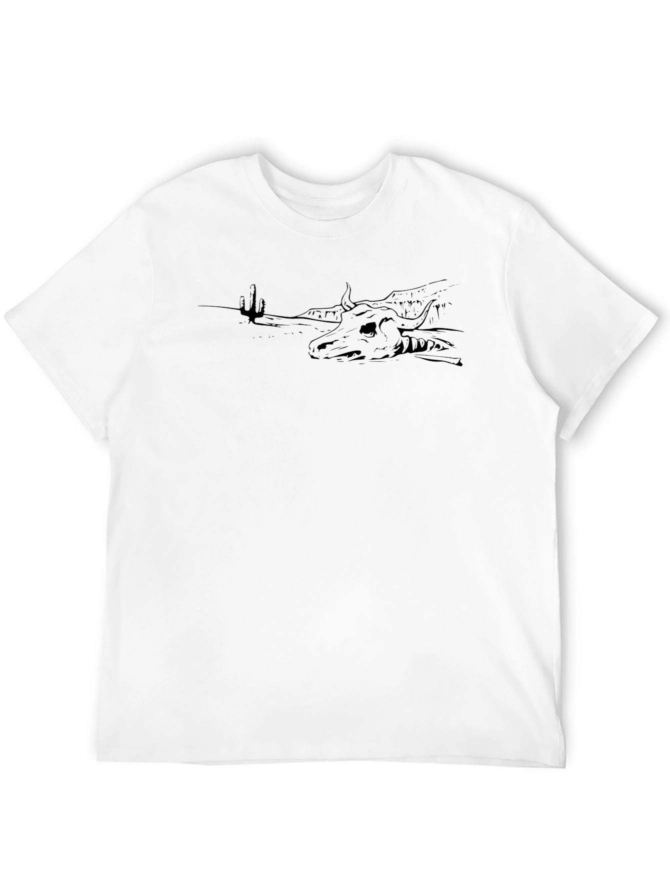 Black Graphic T-Shirt - Desert Skull Design