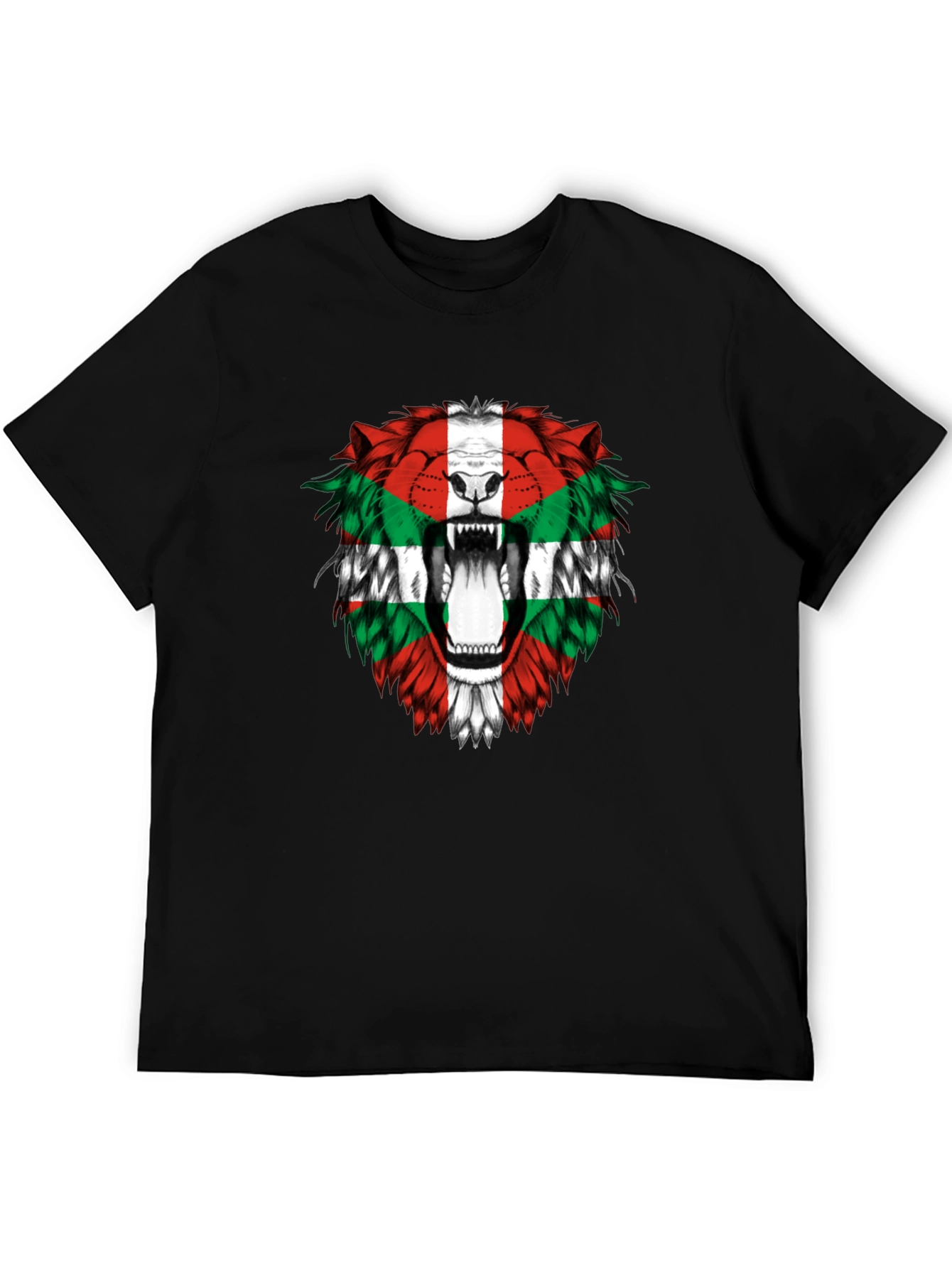 Basque Flag Lion Graphic Tee - Black Cotton T-Shirt
