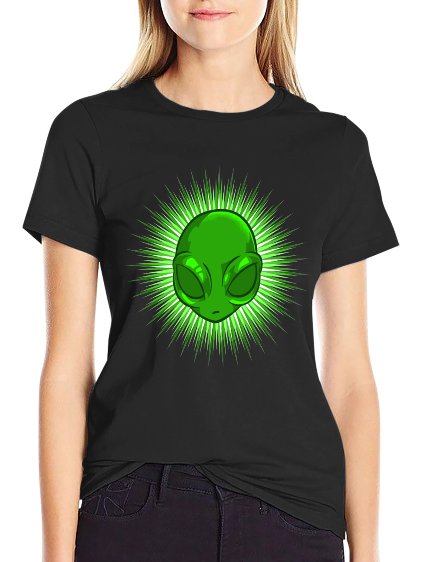 Alien Head Graphic Tee - Black T-Shirt