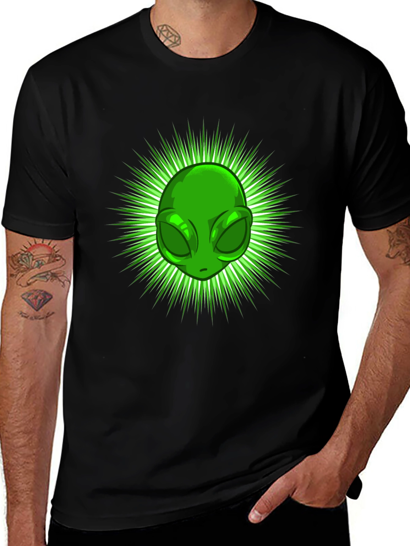 Alien Head Graphic Tee - Black T-Shirt