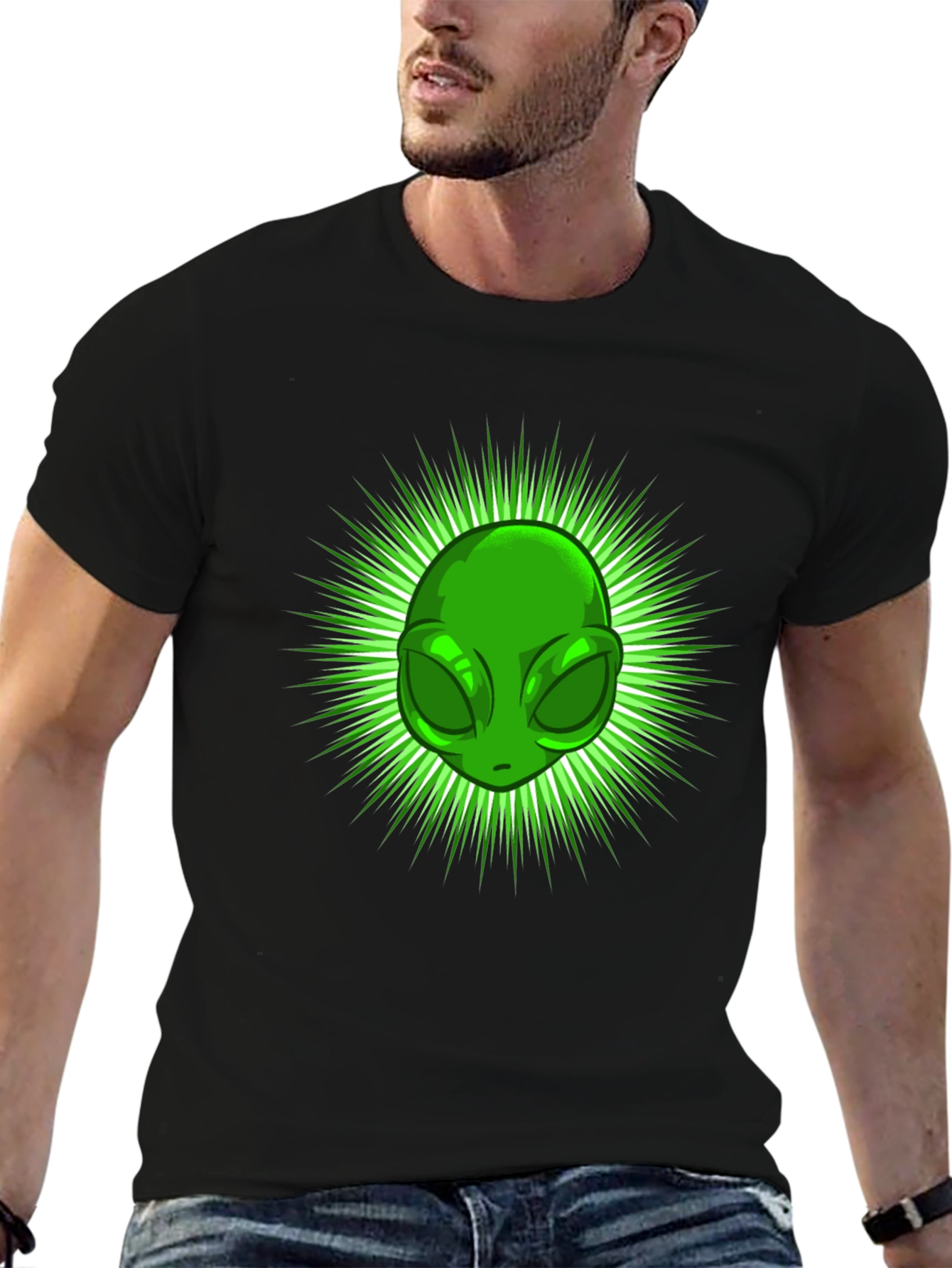 Alien Head Graphic Tee - Black T-Shirt