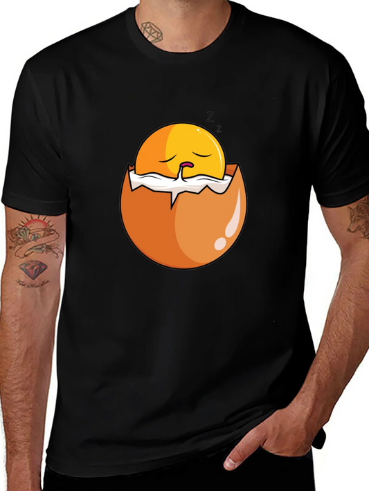 Sleeping Egg Graphic T-Shirt - Black Casual Tee