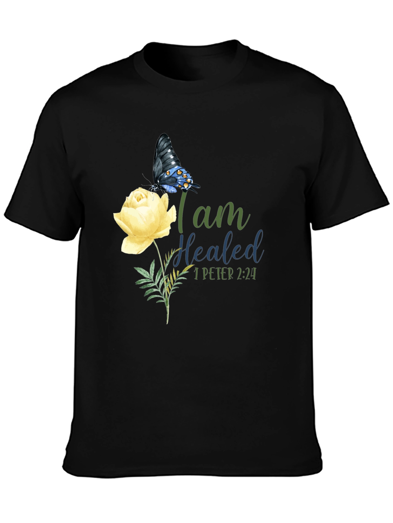 I Am Healed Butterfly & Rose Graphic T-Shirt