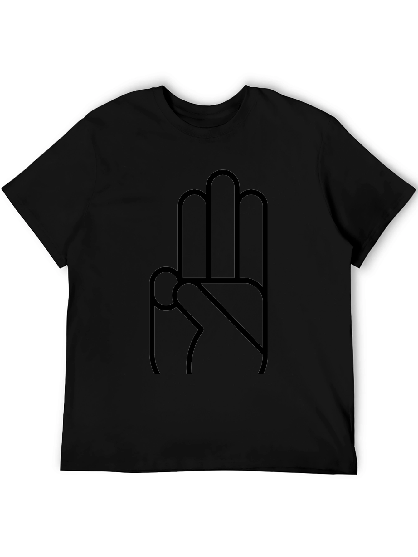 Minimalist Three Finger Salute Black T-Shirt