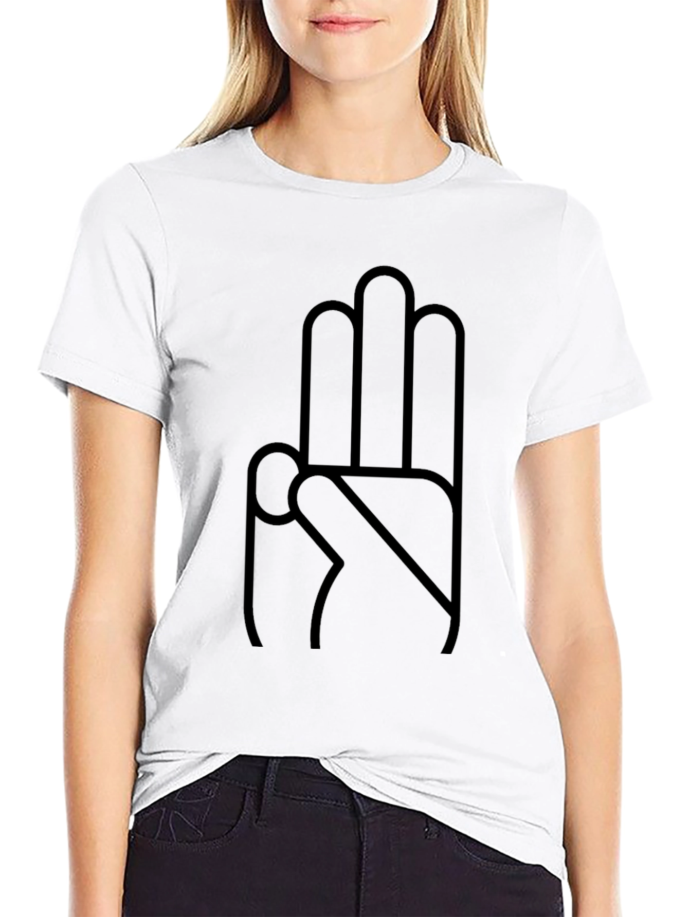 Minimalist Three Finger Salute Black T-Shirt