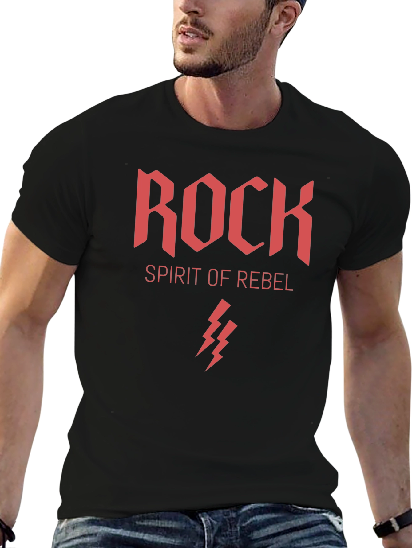 Rock Spirit Rebel Graphic Print Black T-Shirt