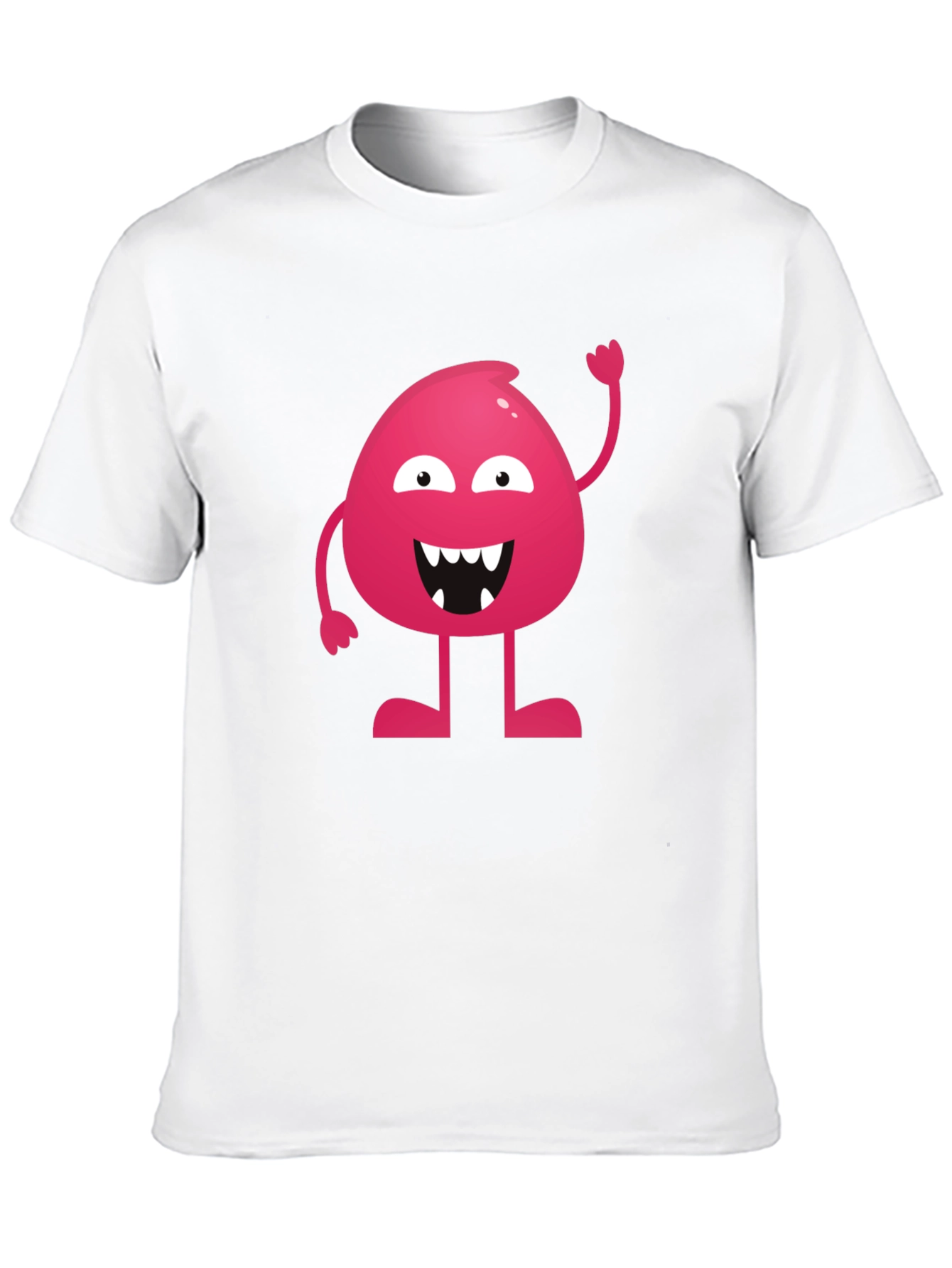 Funny Pink Monster Graphic T-Shirt - Black