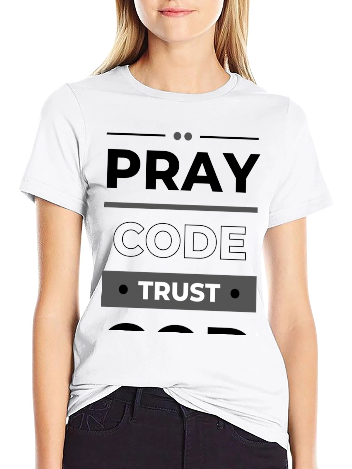 Pray Code Trust Graphic T-Shirt - Mens Black Tee