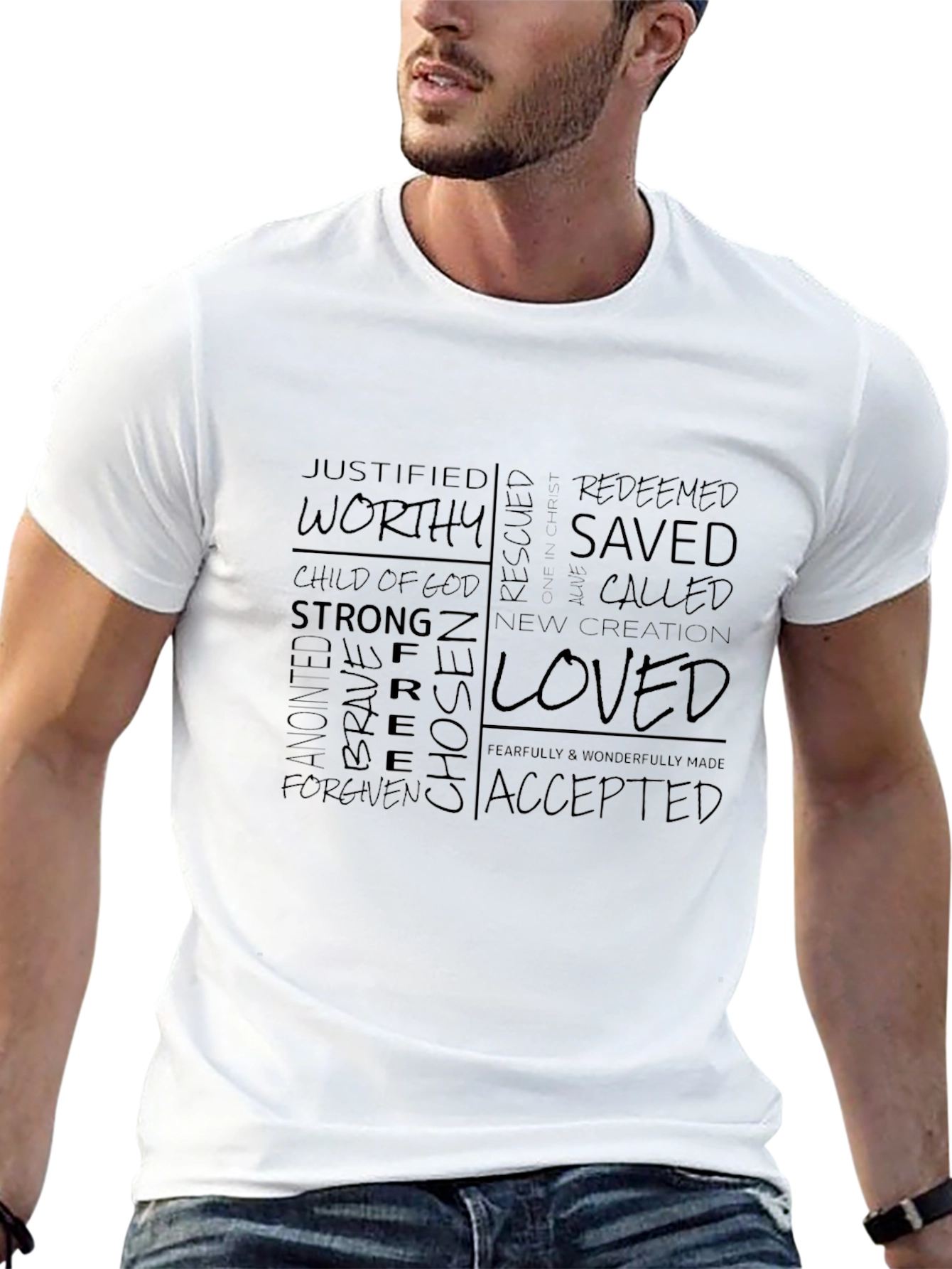 Affirmations Christian T-Shirt: Worthy Loved Saved