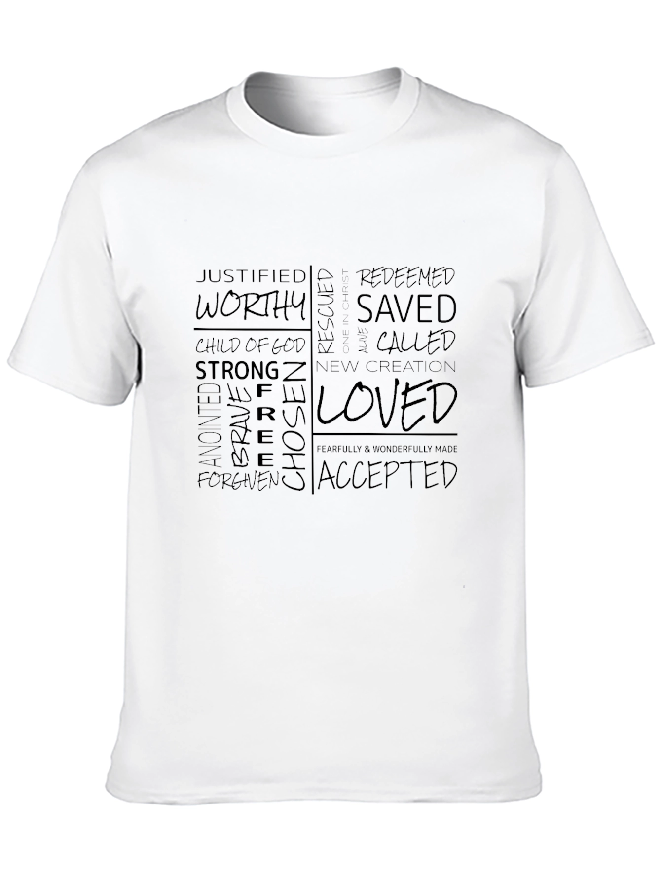 Affirmations Christian T-Shirt: Worthy Loved Saved