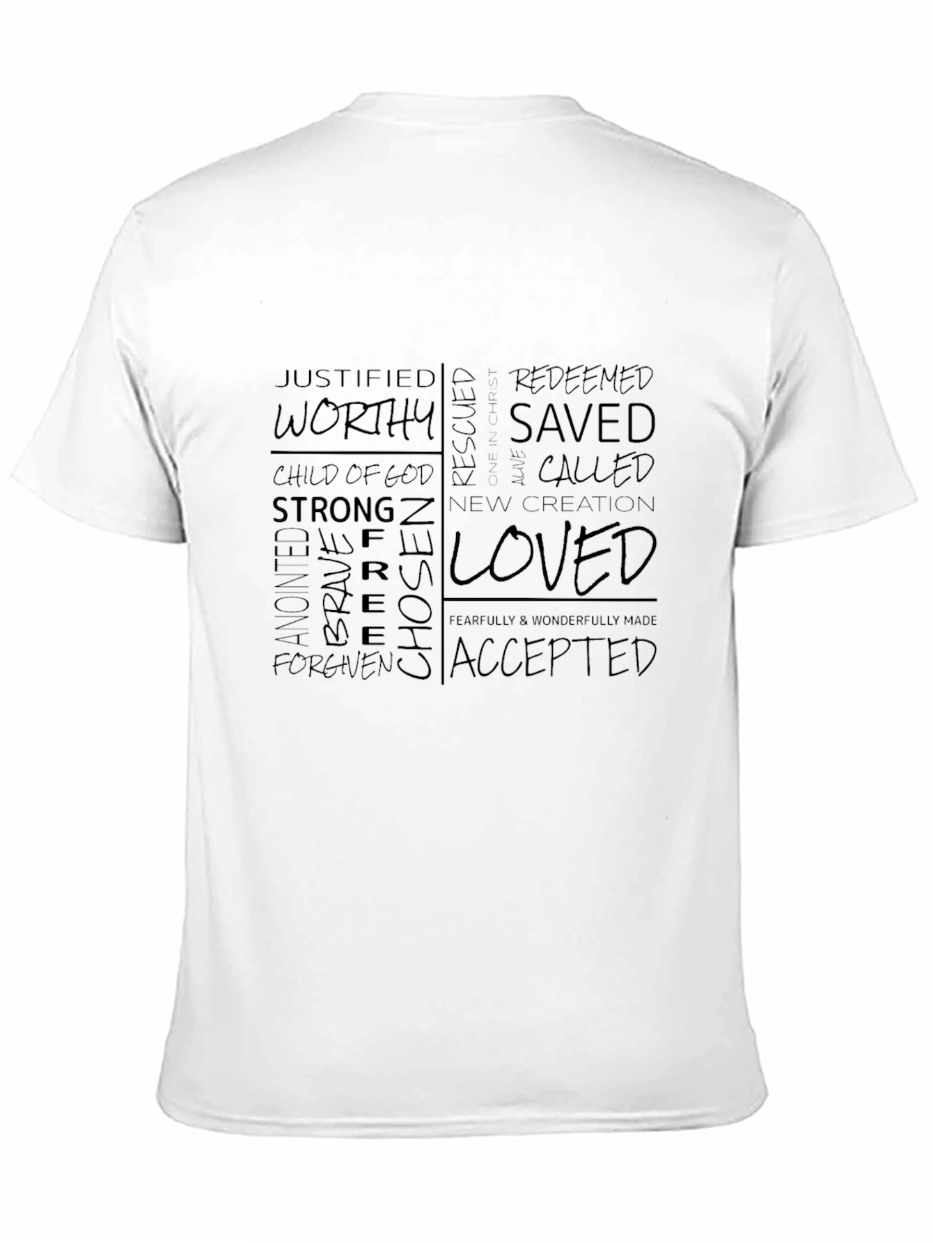 Affirmations Christian T-Shirt: Worthy Loved Saved
