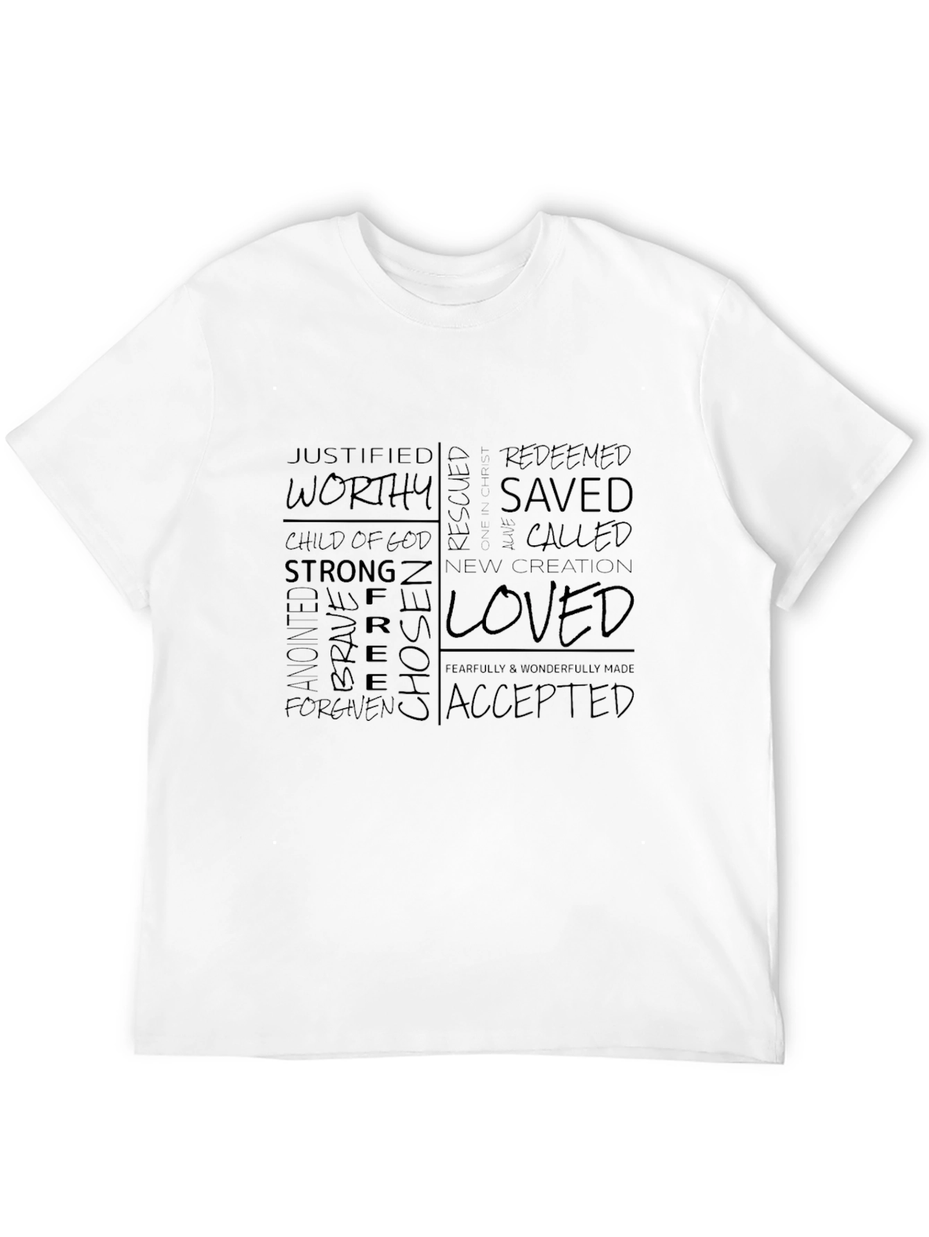 Affirmations Christian T-Shirt: Worthy Loved Saved