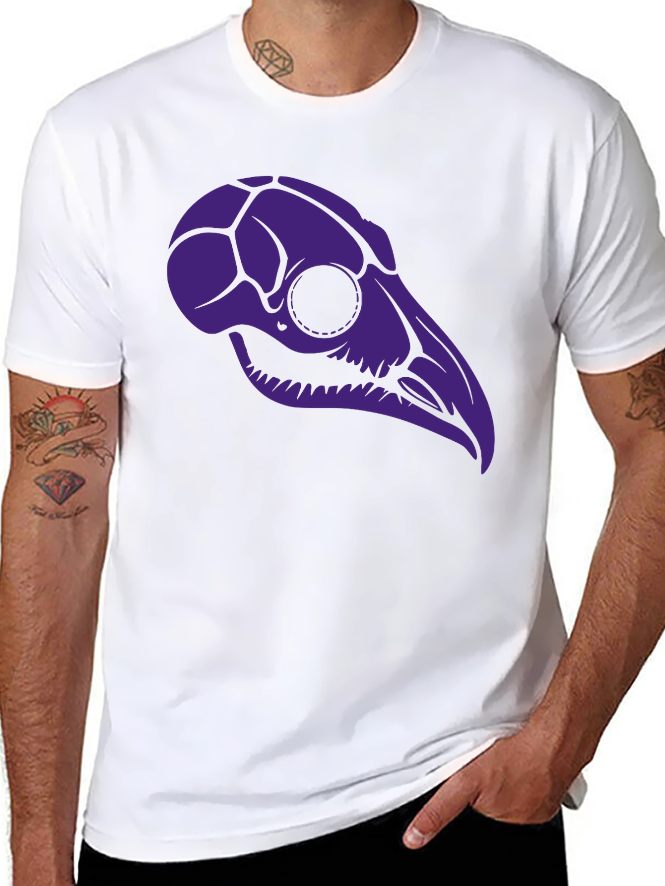 Raven Skull Graphic Tee - Black T-Shirt