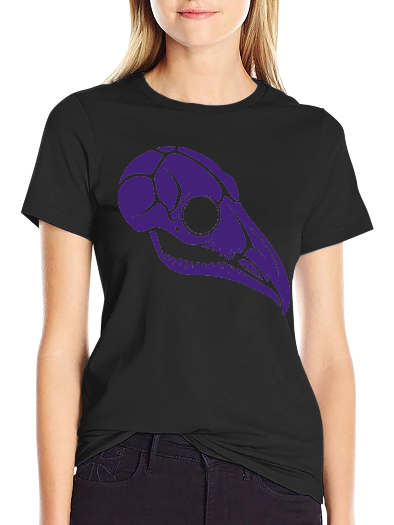 Raven Skull Graphic Tee - Black T-Shirt