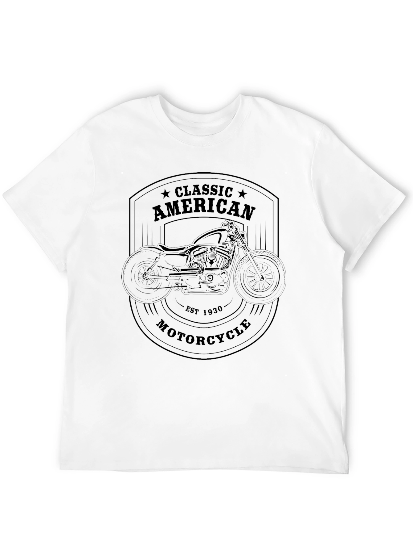 Classic American Motorcycle Graphic Tee - Black