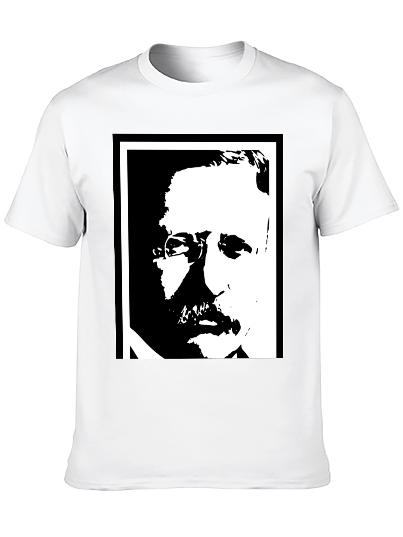 Black T-Shirt with Portrait Graphic Print
