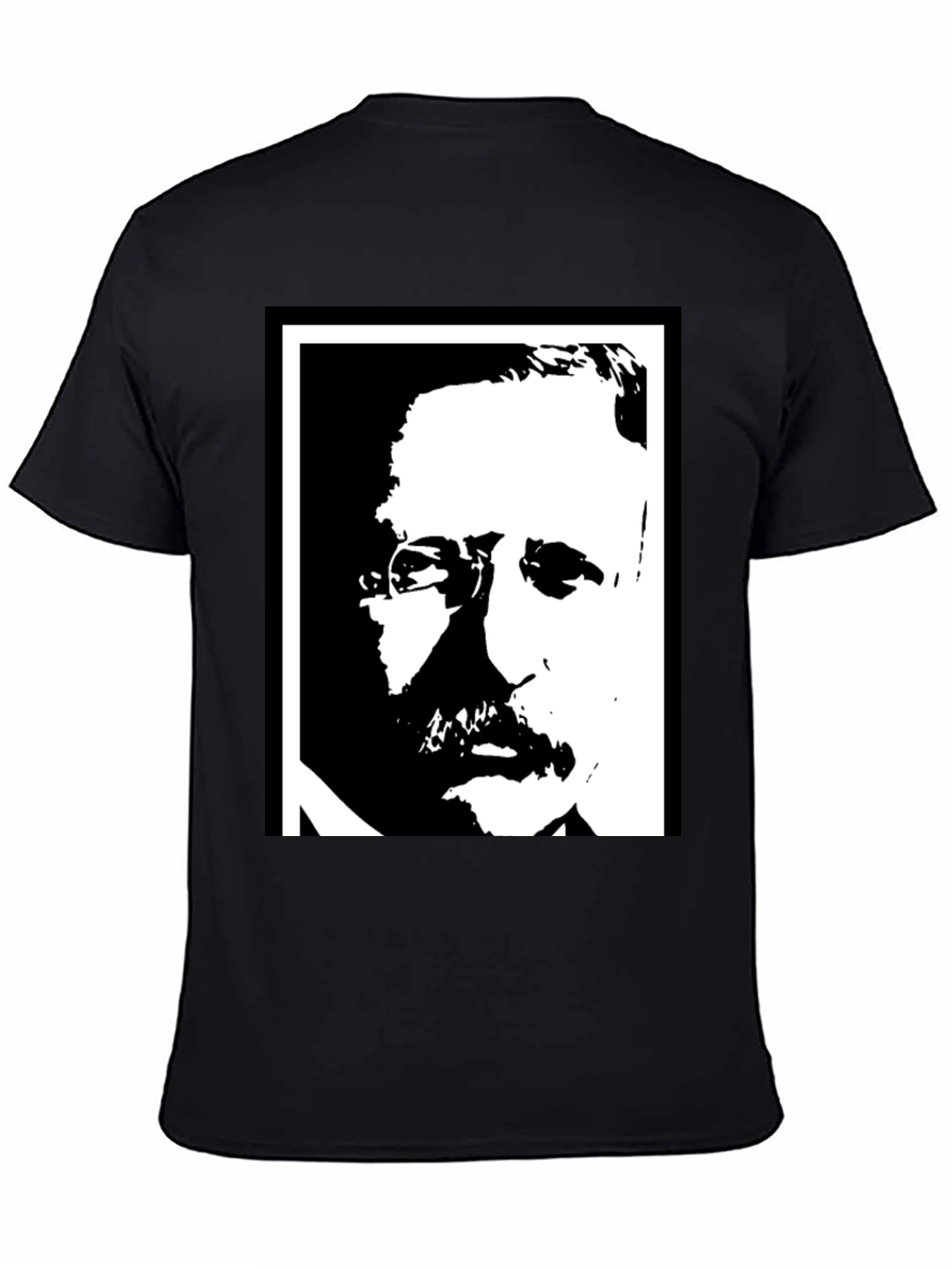 Black T-Shirt with Portrait Graphic Print