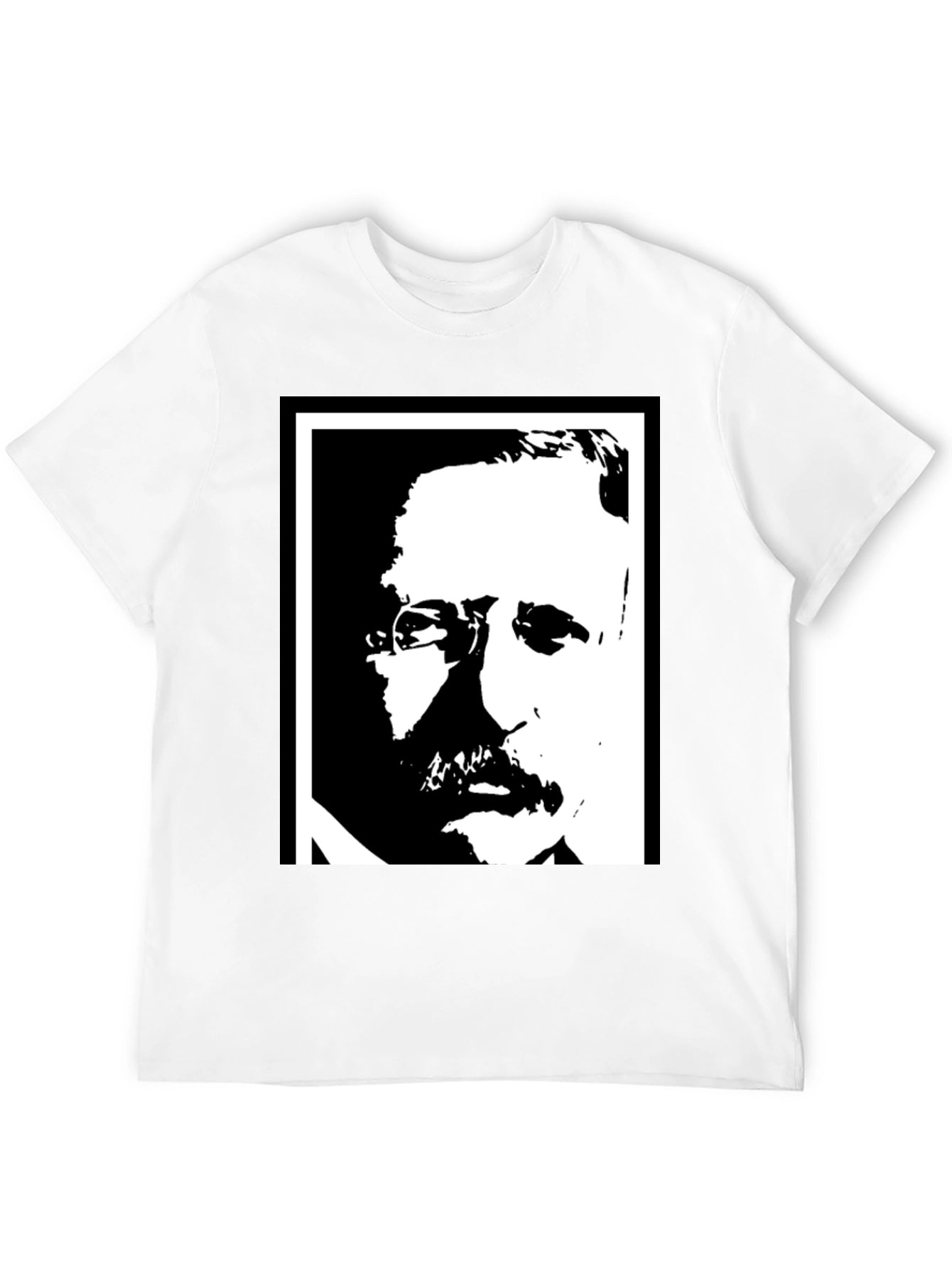 Black T-Shirt with Portrait Graphic Print