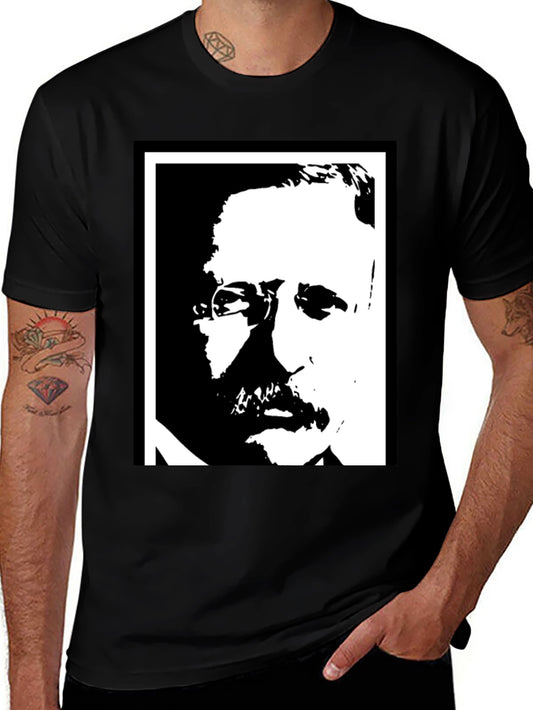 Black T-Shirt with Portrait Graphic Print