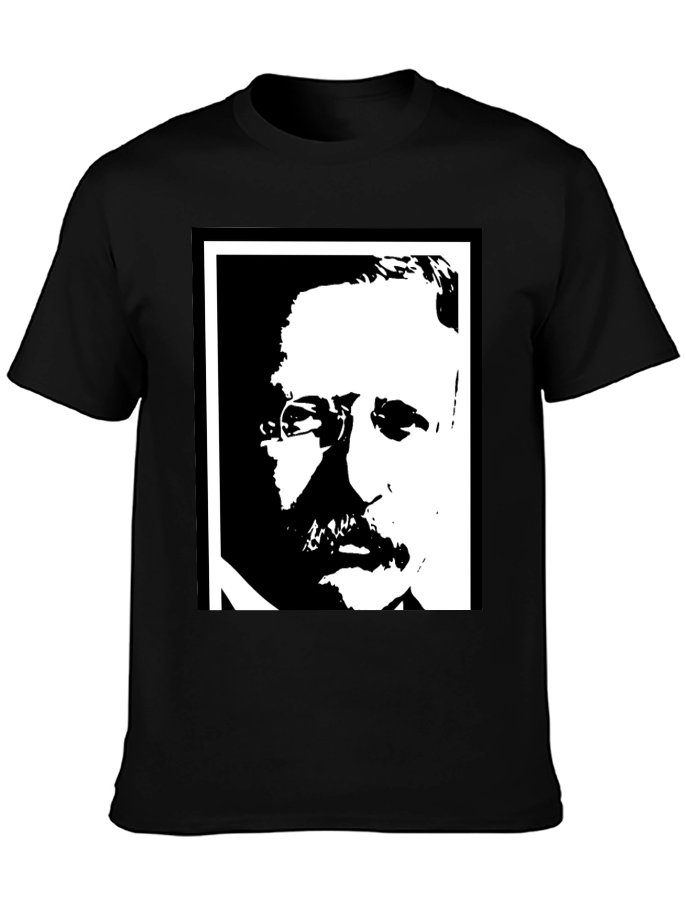 Black T-Shirt with Portrait Graphic Print