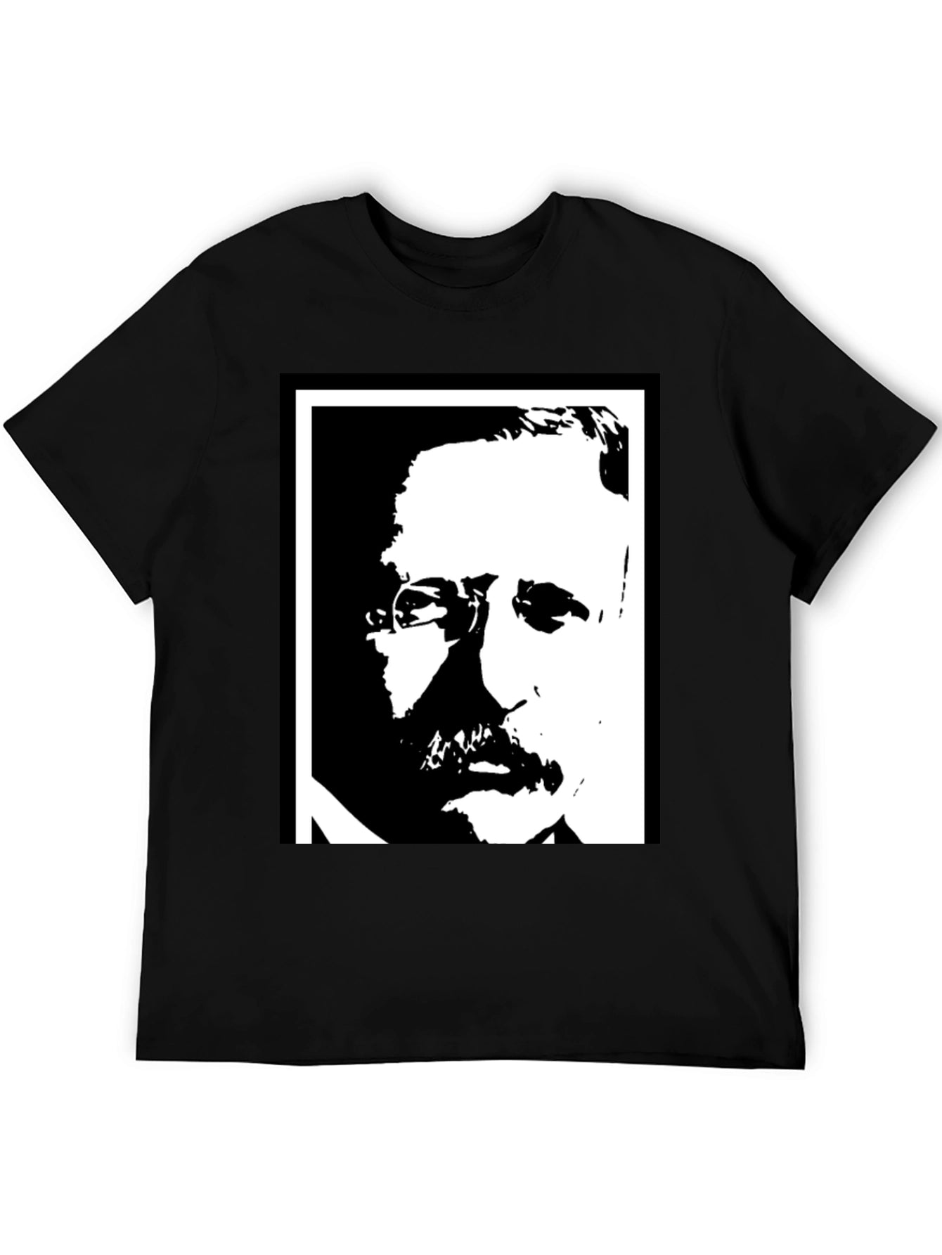 Black T-Shirt with Portrait Graphic Print