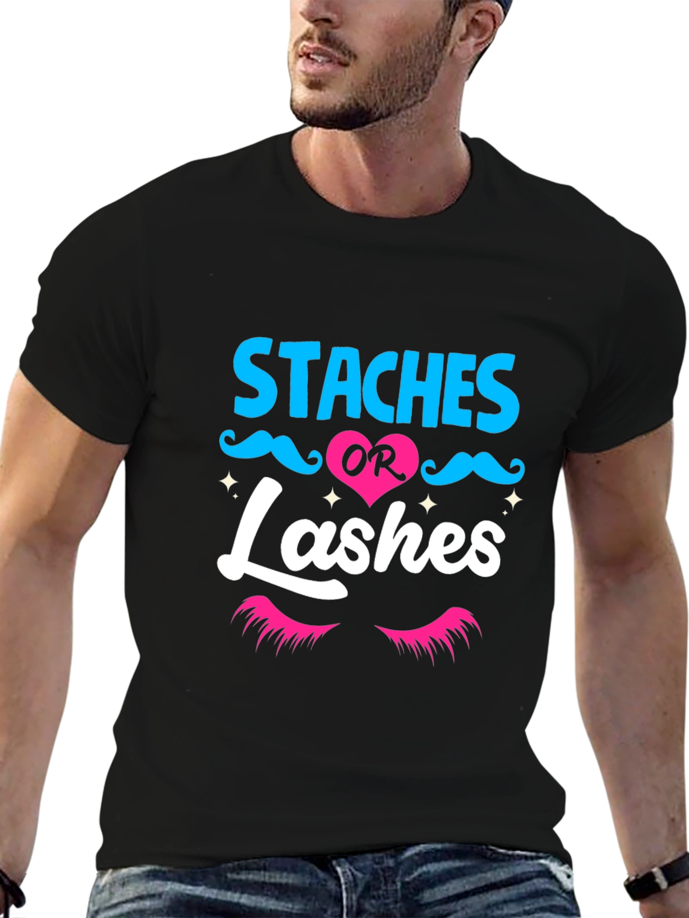 Staches or Lashes Gender Reveal T-Shirt